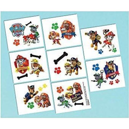 Assorted Paw Patrol Temporary Tattoos - 2" x 1.75" (Pack Of 8) - Perfect Party Favors & Gifts For Kids