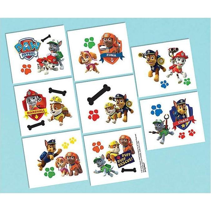 Assorted Paw Patrol Temporary Tattoos - 2" x 1.75" (Pack Of 8) - Perfect Party Favors & Gifts For Kids
