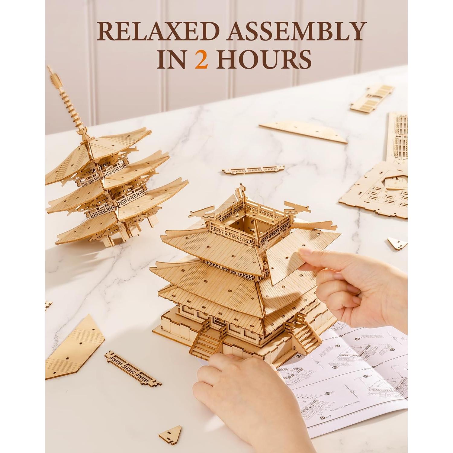 Kit de Modelo 3D de Madera Rolife Pagoda Retro 275 Piezas