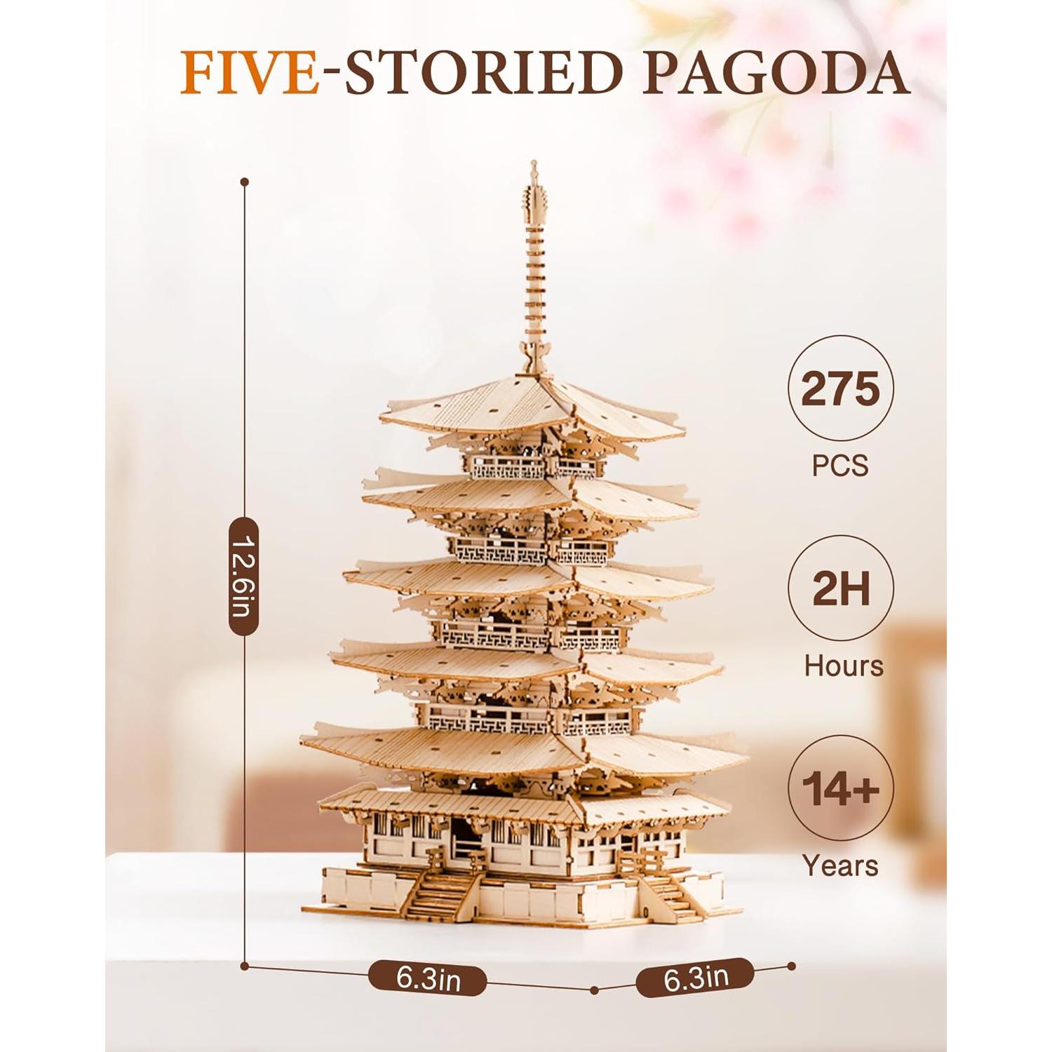 Kit de Modelo 3D de Madera Rolife Pagoda Retro 275 Piezas
