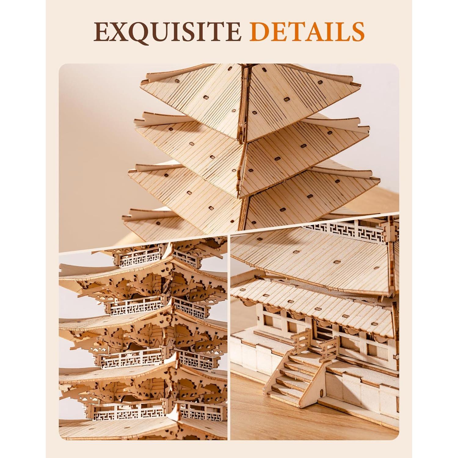 Kit de Modelo 3D de Madera Rolife Pagoda Retro 275 Piezas
