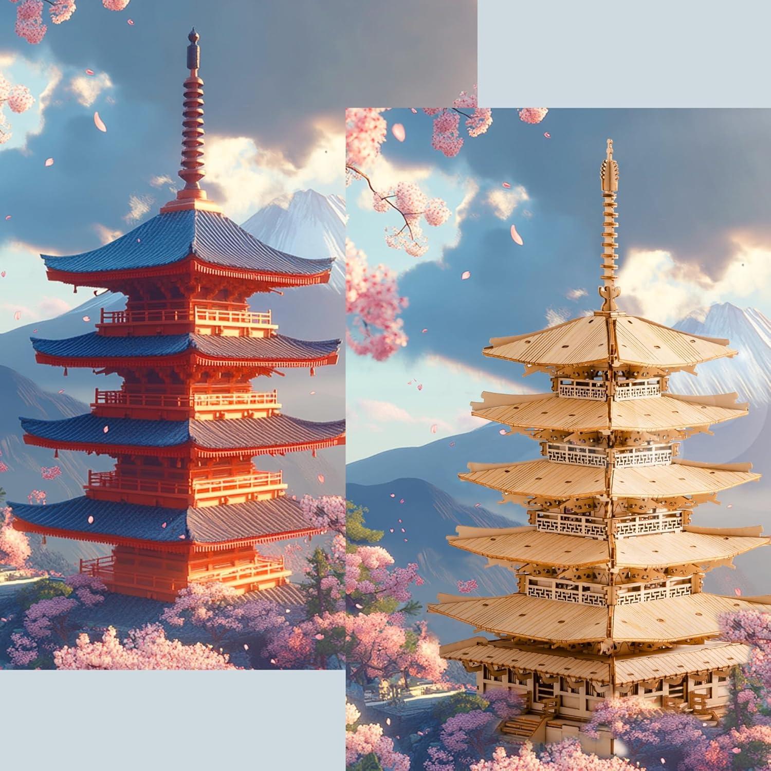 Kit de Modelo 3D de Madera Rolife Pagoda Retro 275 Piezas