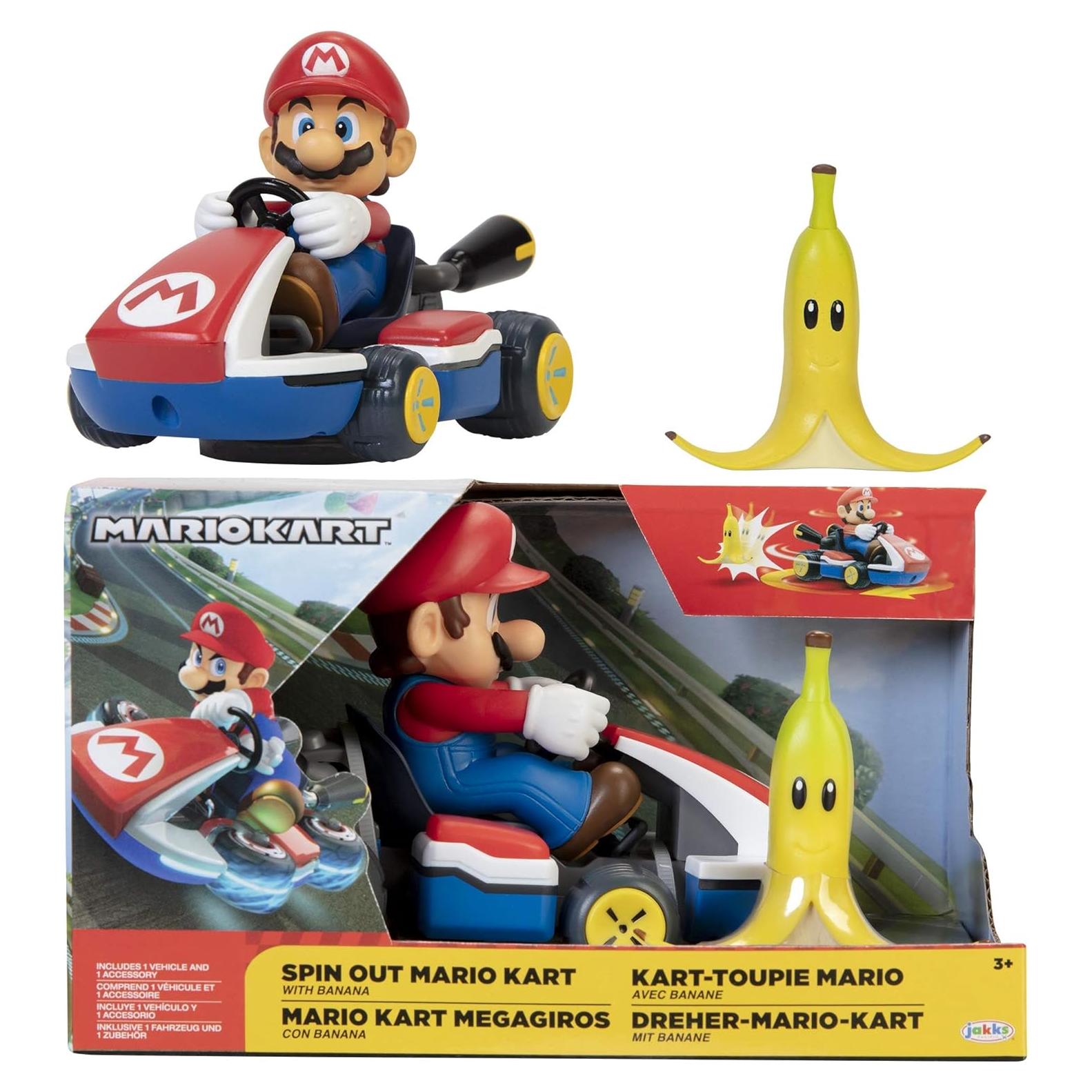 Vehículo Mario Kart Spin Out Jakks con figura de Mario 6.5 cm