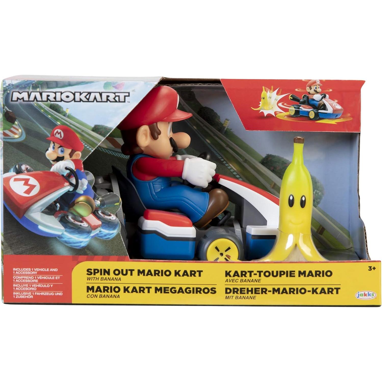 Vehículo Mario Kart Spin Out Jakks con figura de Mario 6.5 cm