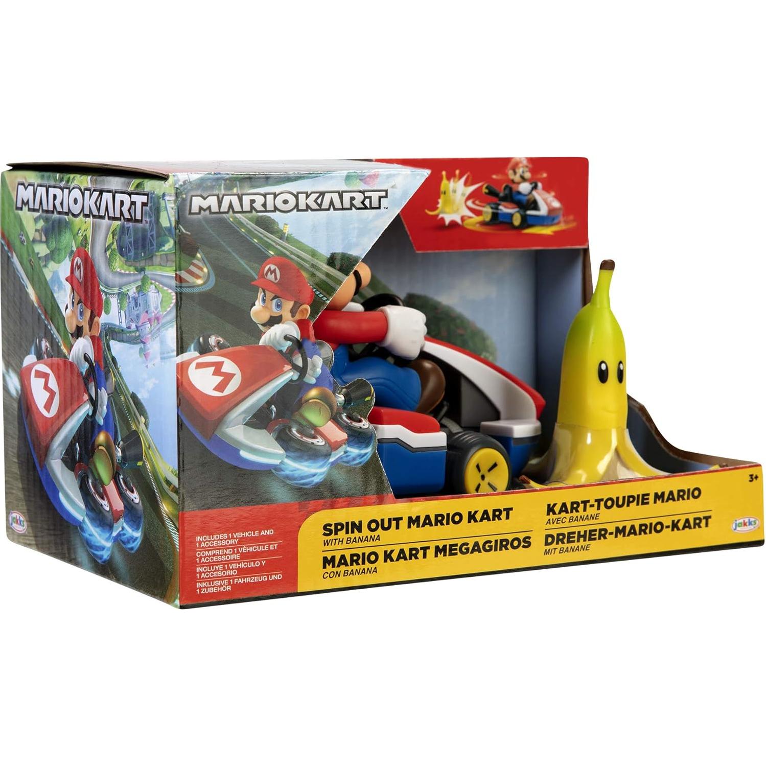 Vehículo Mario Kart Spin Out Jakks con figura de Mario 6.5 cm