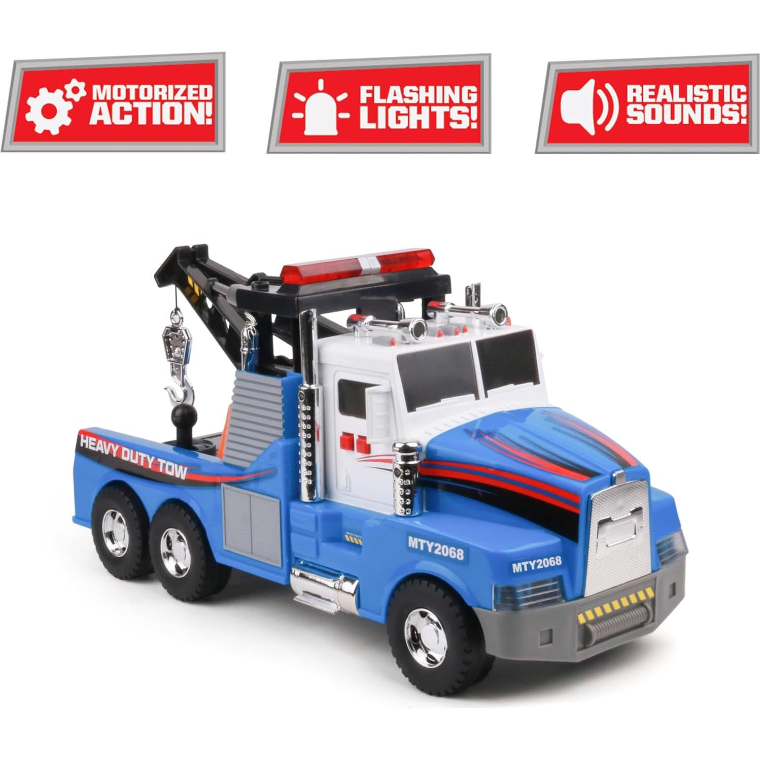 Camión de Remolque Motorizado Mighty Fleet - 38 cm con Luces y Sonidos