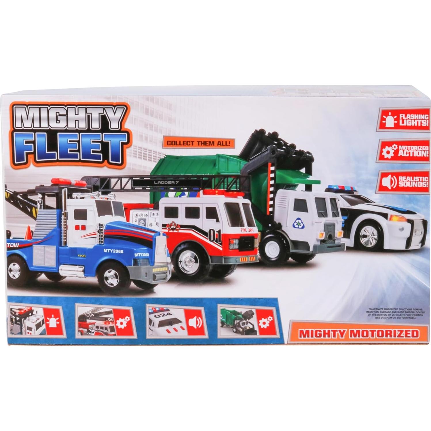 Camión de Remolque Motorizado Mighty Fleet - 38 cm con Luces y Sonidos
