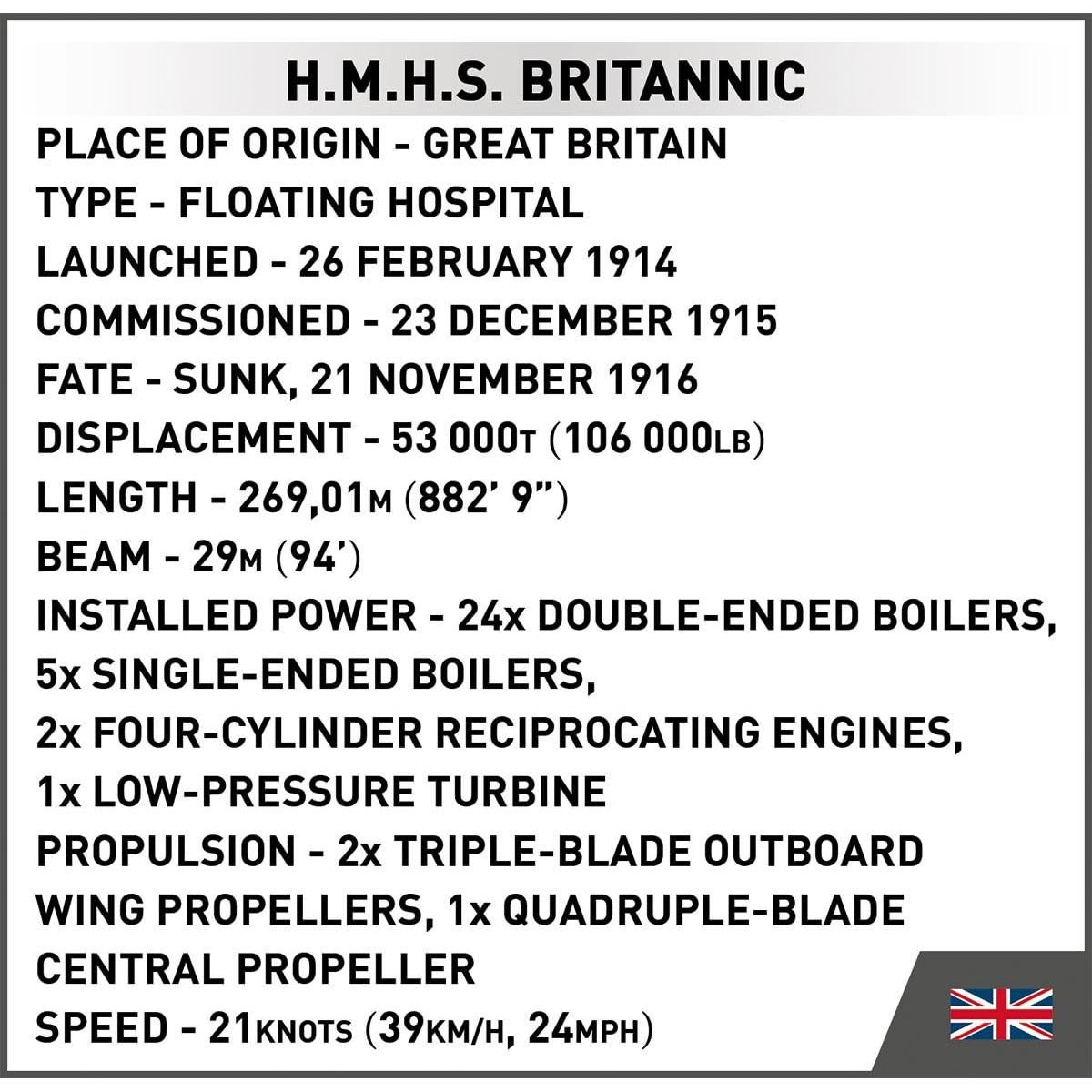 Modelo de Construcción COBI H.M.H.S. Britannic 38.5 cm