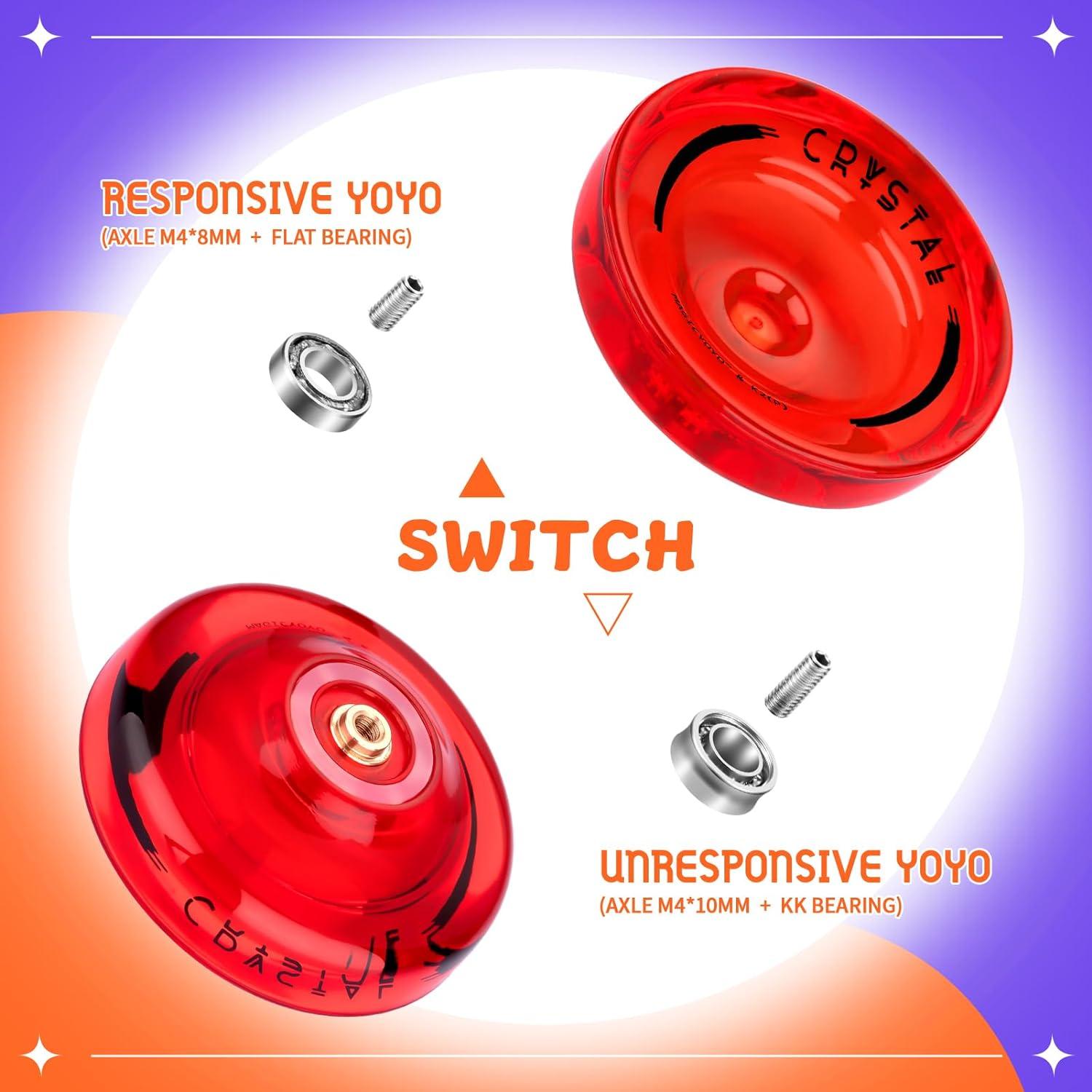 Yoyo Profesional K2 Cristal Rojo para Niños + Accesorios