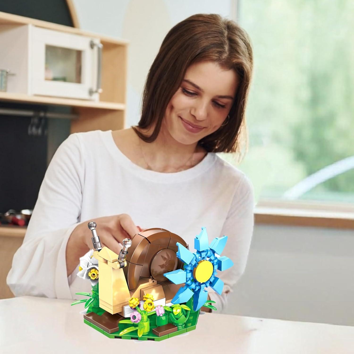 Set de Construcción de Insectos WULOBOOI - Caracol y Flores 134 Piezas