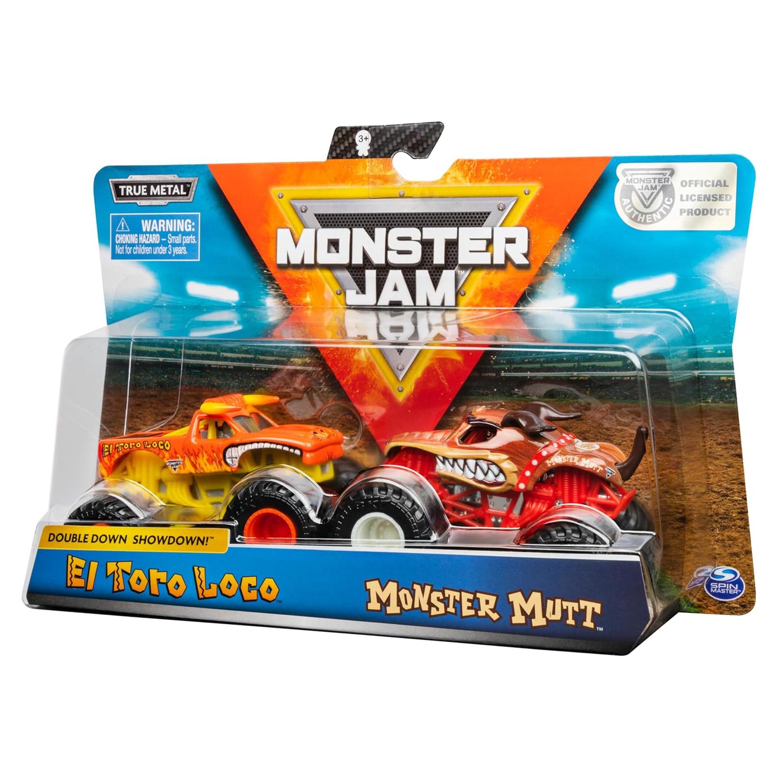 Paquete Doble Camiones Monstruo Monster Jam El Toro Loco y Monster Mutt 1:64