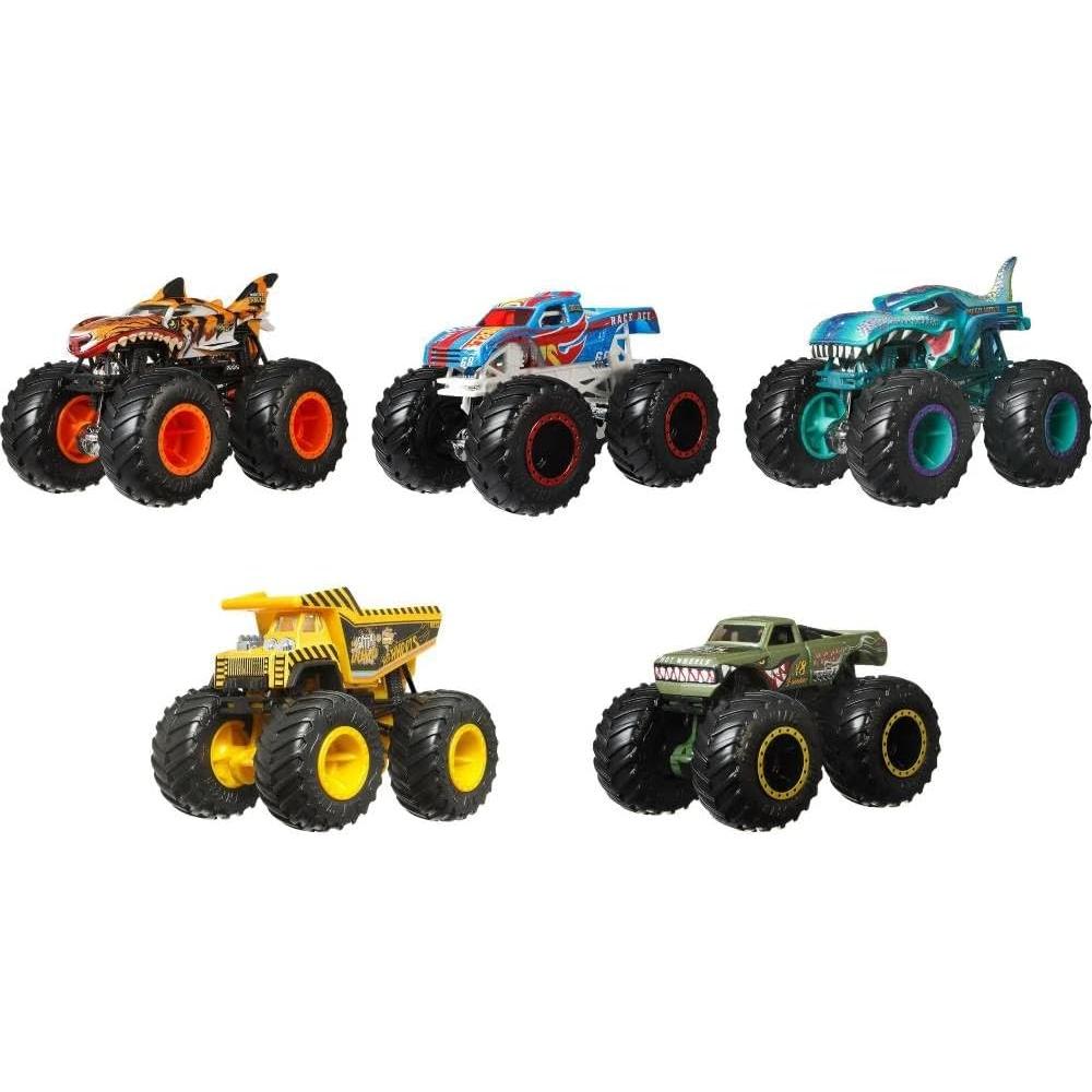 Hot Wheels Monster Trucks Paquete 5 Vehículos Tiger Shark y más