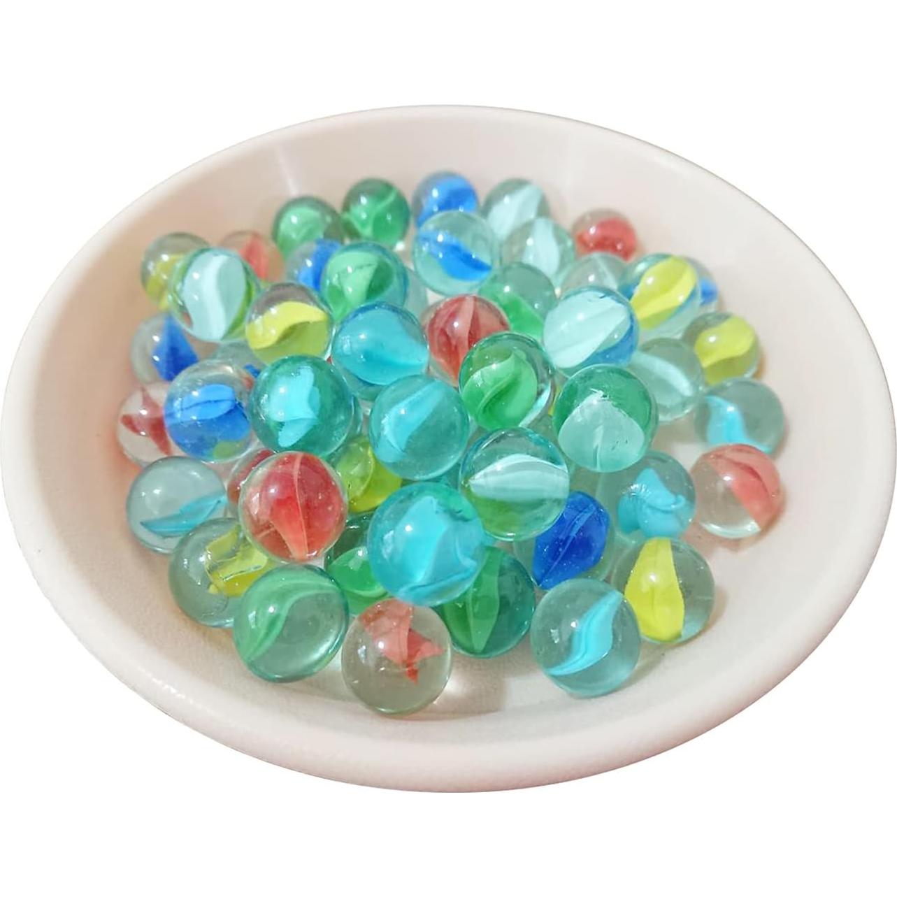 Canicas de Vidrio MANSHU 60 Piezas 1.60 cm 6 Colores