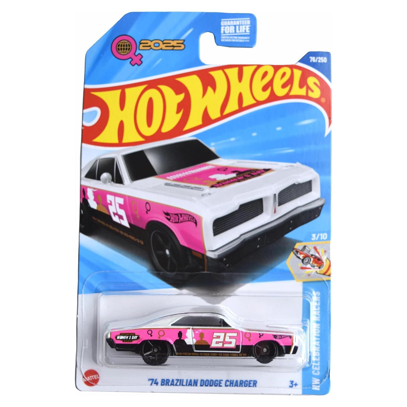 Hot Wheels Dodge Charger 1974 Rosa/Blanco 1:64 Mattel