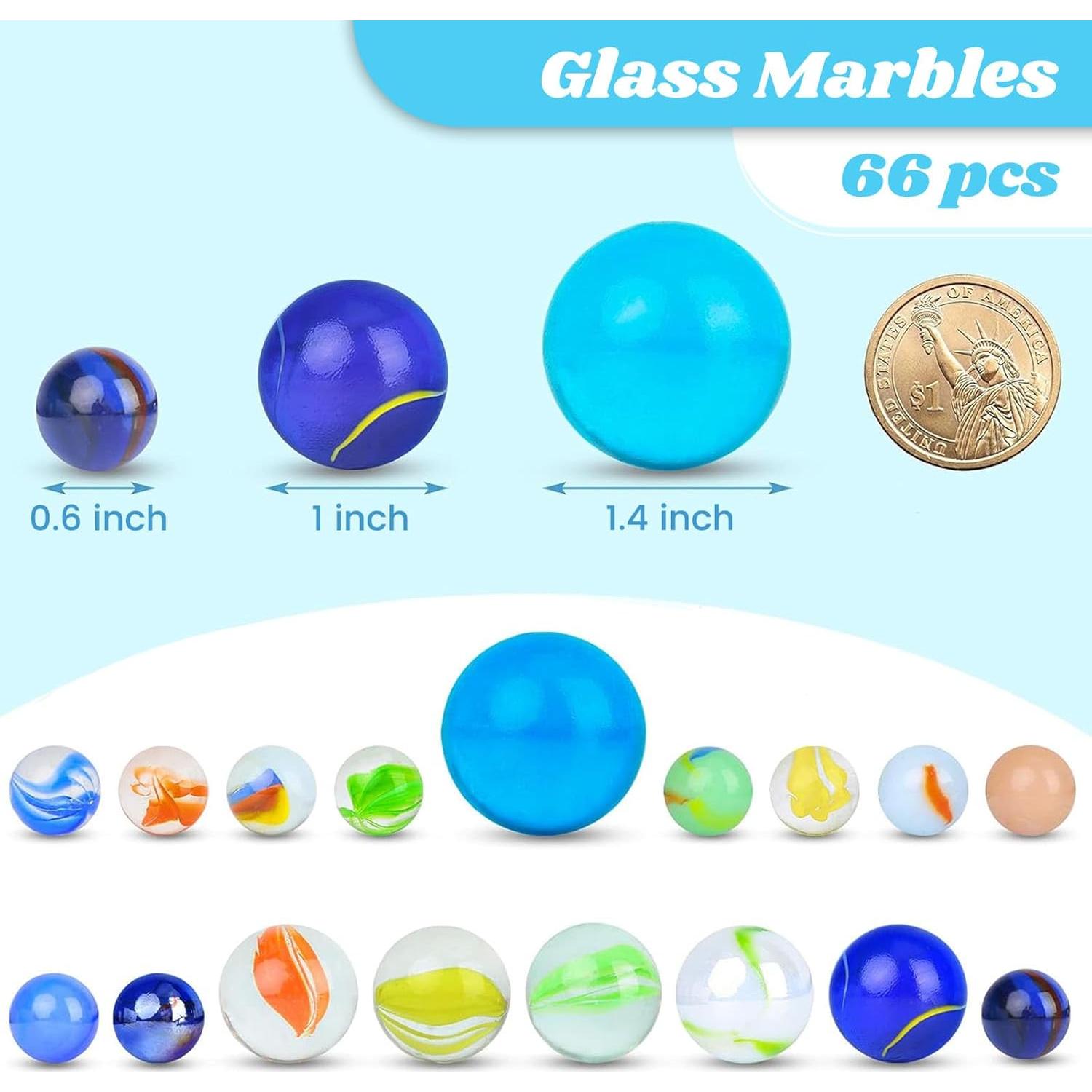 Canicas de Vidrio 66PCS SallyFashion 3 Tamaños Diversos