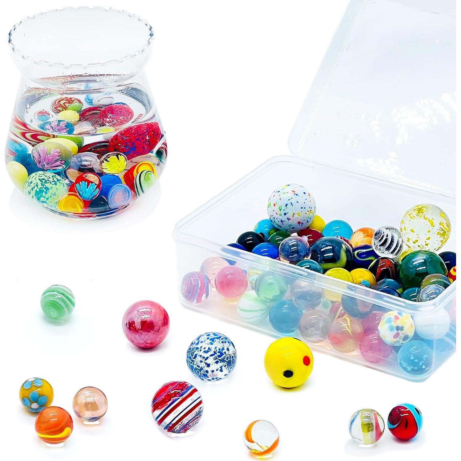 100 Canicas de Vidrio Miutrue Brillantes y Coloridas