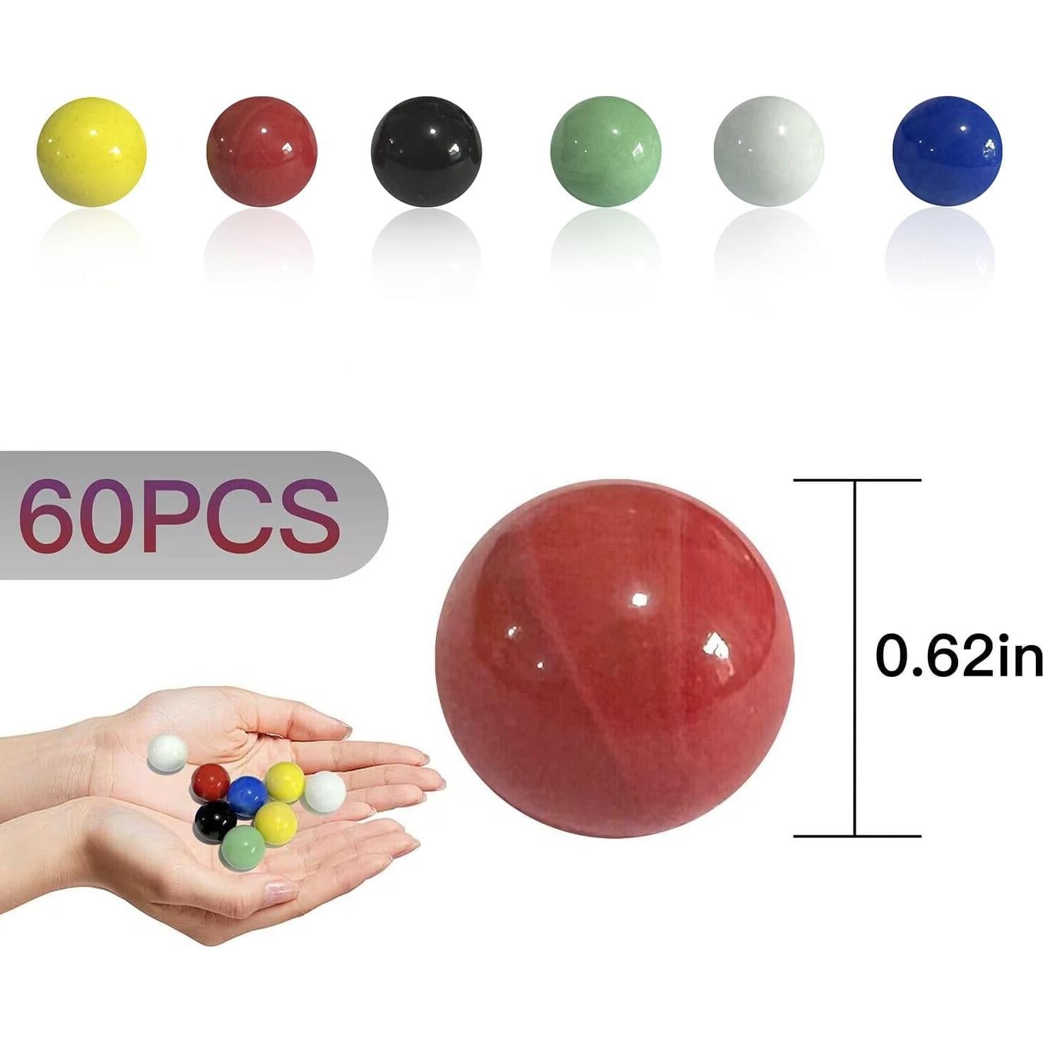 60 Canicas de Vidrio HNXAZG 1.60 cm 6 Colores Diversión