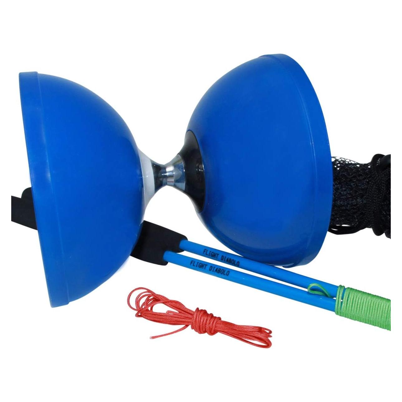 Diabolo Chino Flight Pro 12.7 cm Azul con Palos Carbono