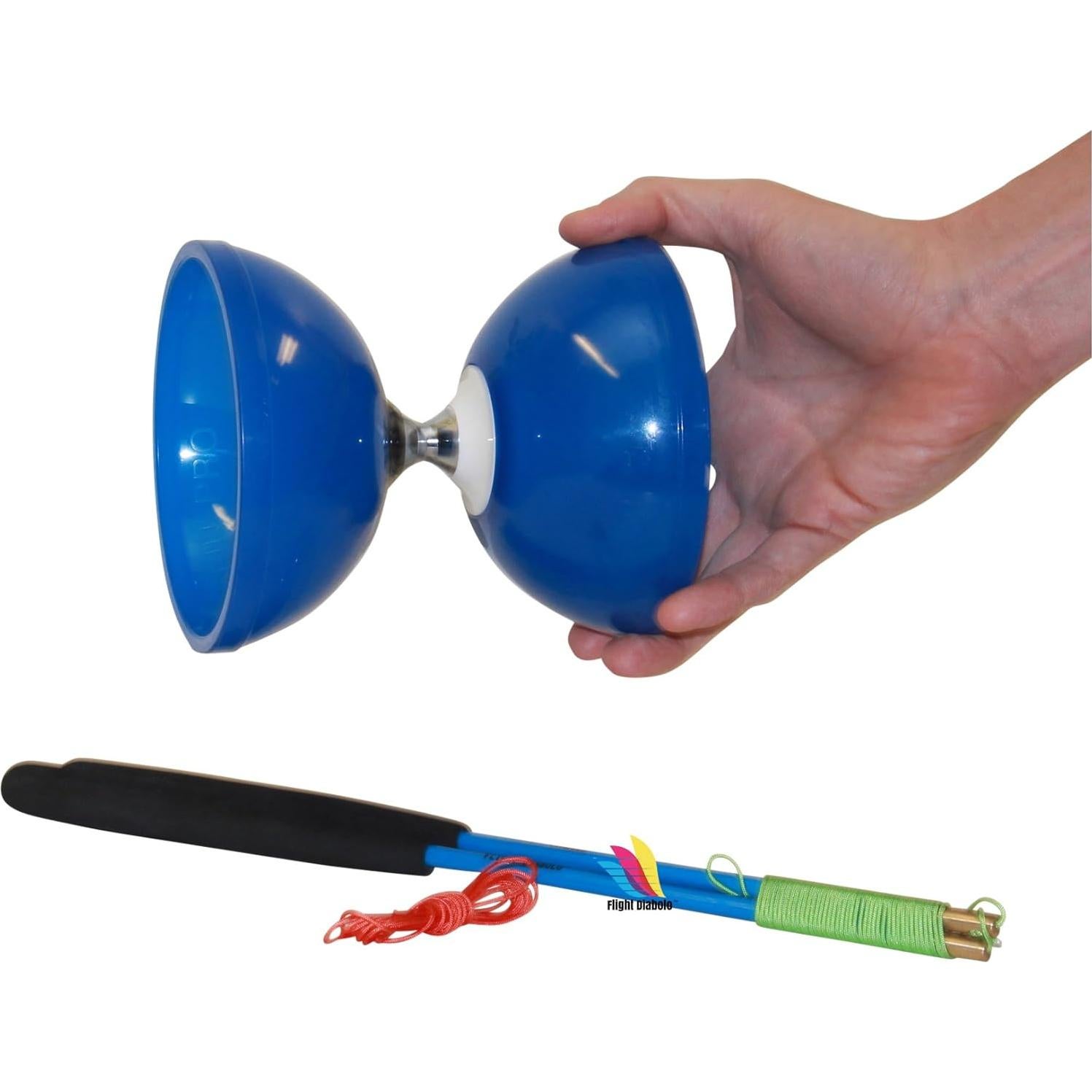Diabolo Chino Flight Pro 12.7 cm Azul con Palos Carbono