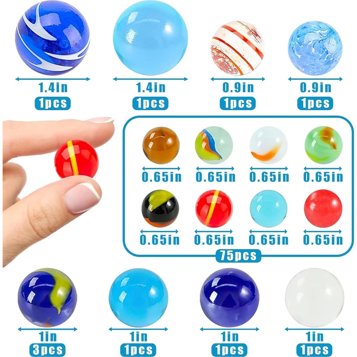 Juego de 85 Canicas de Vidrio AMOR PRESENT Variadas