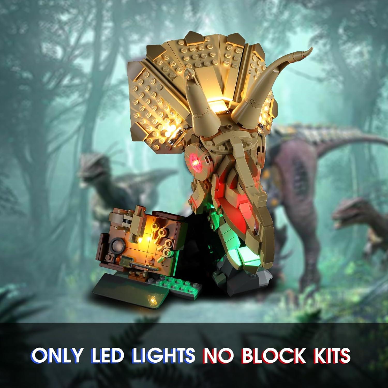 Luz LED Vaodest para Lego 76969 Fósiles Triceratops 15.24cm