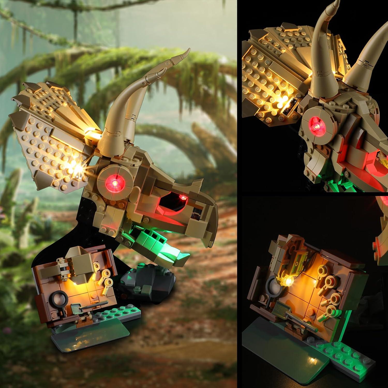 Luz LED Vaodest para Lego 76969 Fósiles Triceratops 15.24cm