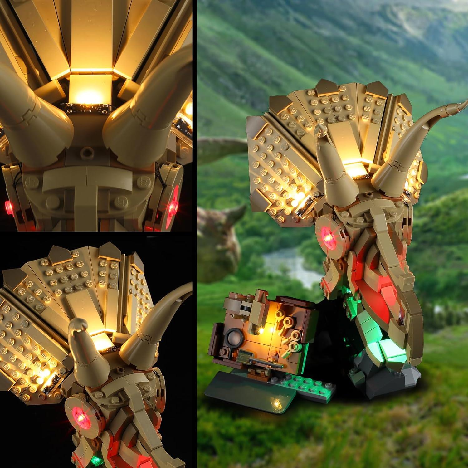 Luz LED Vaodest para Lego 76969 Fósiles Triceratops 15.24cm