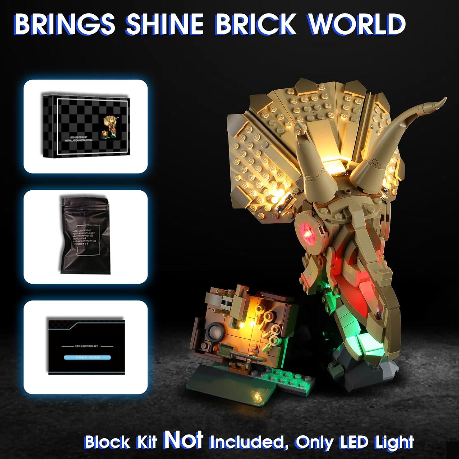 Luz LED Vaodest para Lego 76969 Fósiles Triceratops 15.24cm