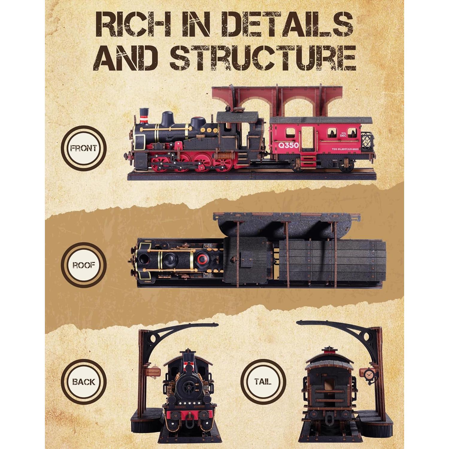 Rompecabezas 3D Tren de Vapor - Idea de Regalos Únicos, 405 Piezas