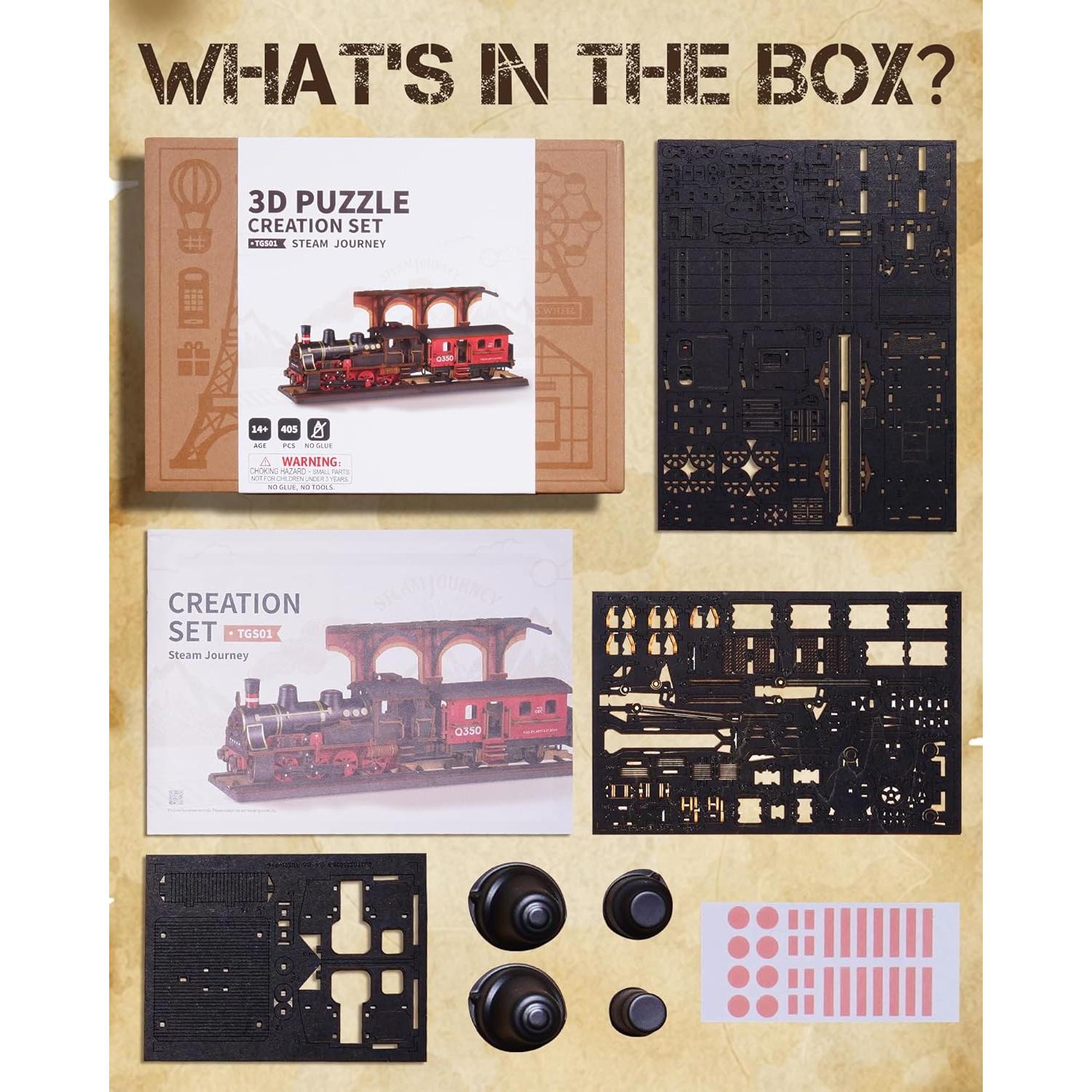 Rompecabezas 3D Tren de Vapor - Idea de Regalos Únicos, 405 Piezas