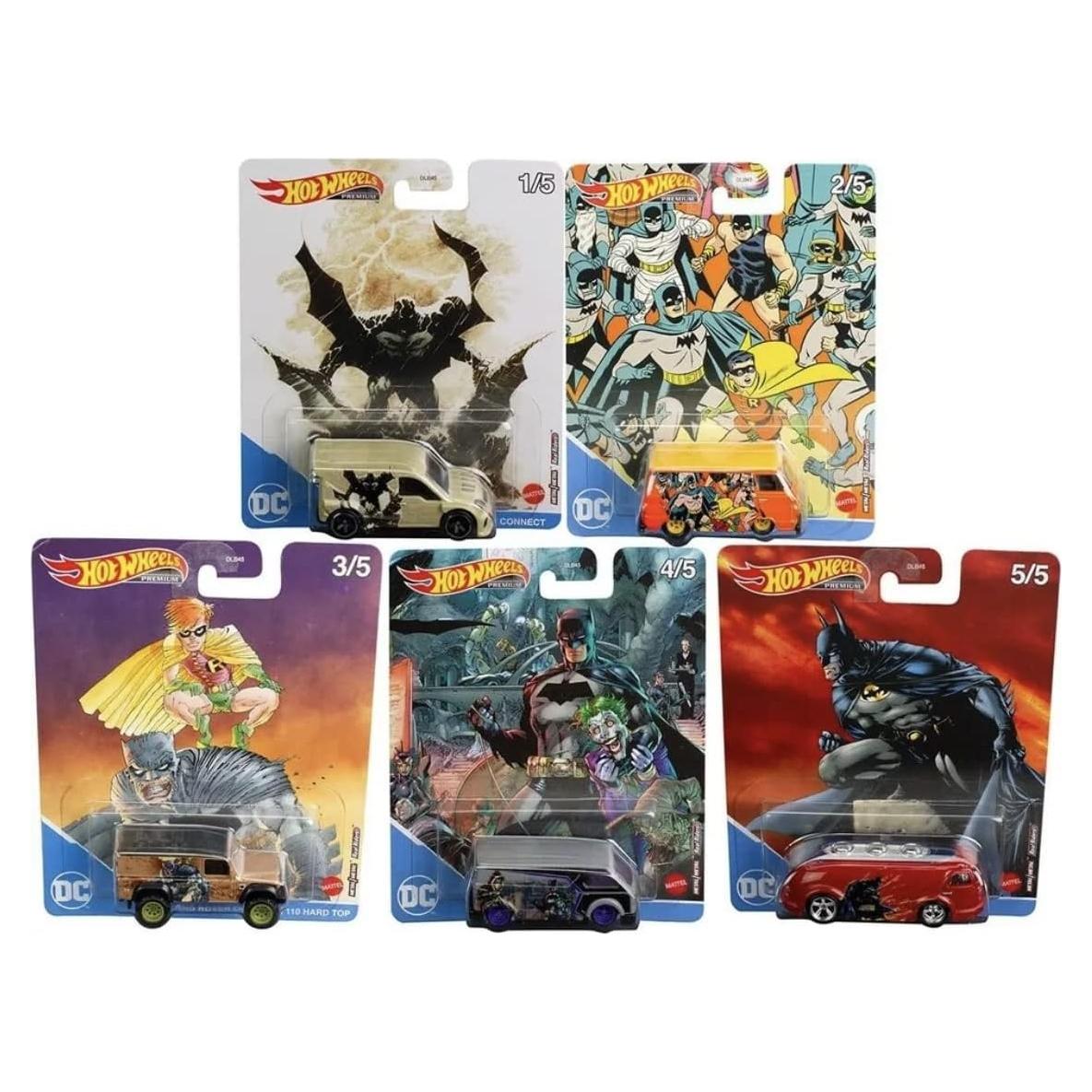 Conjunto de 5 Autos de Batman Hot Wheels Premium 1:64