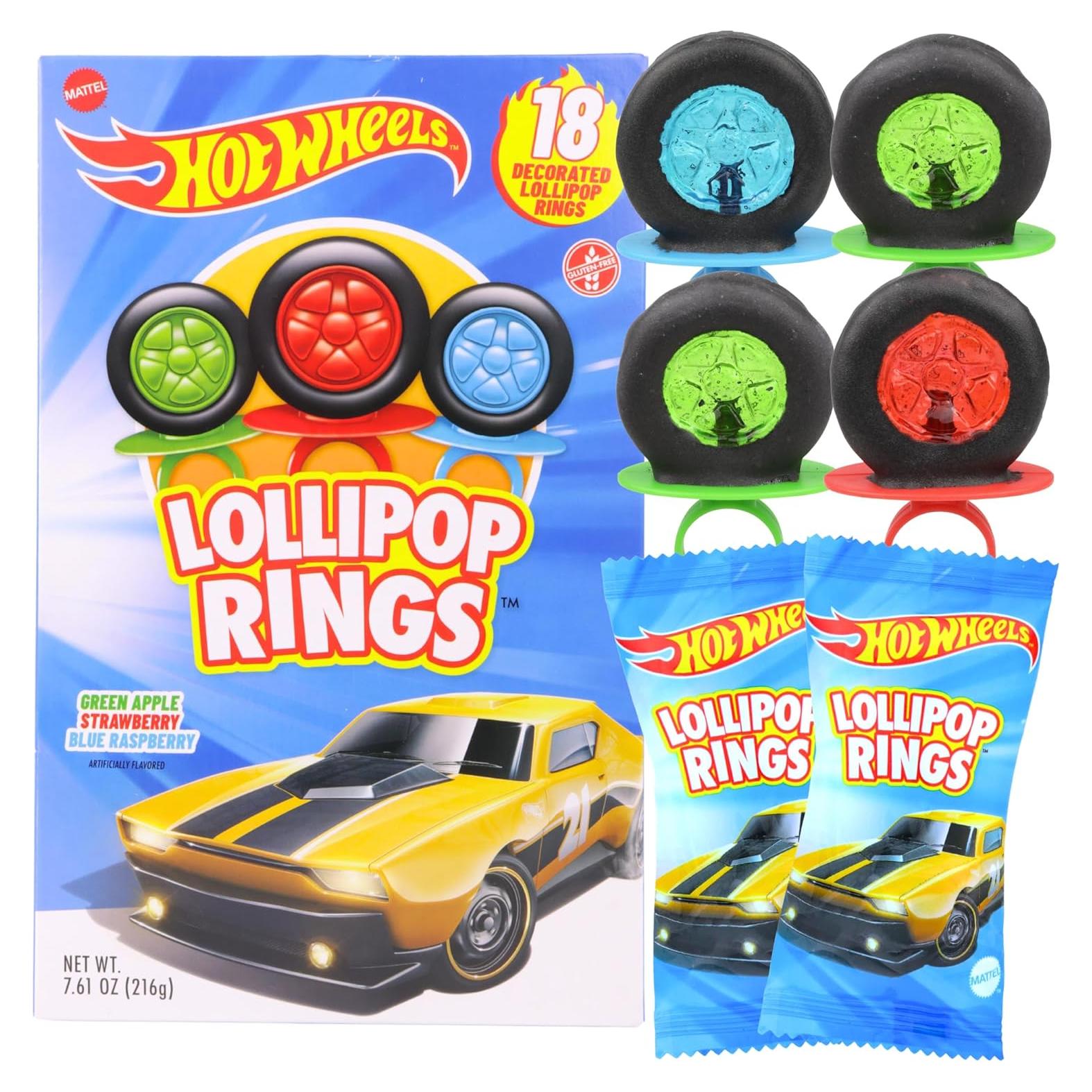 Anillos Lollipop Hot Wheels 18 Piezas Sabores Fruta