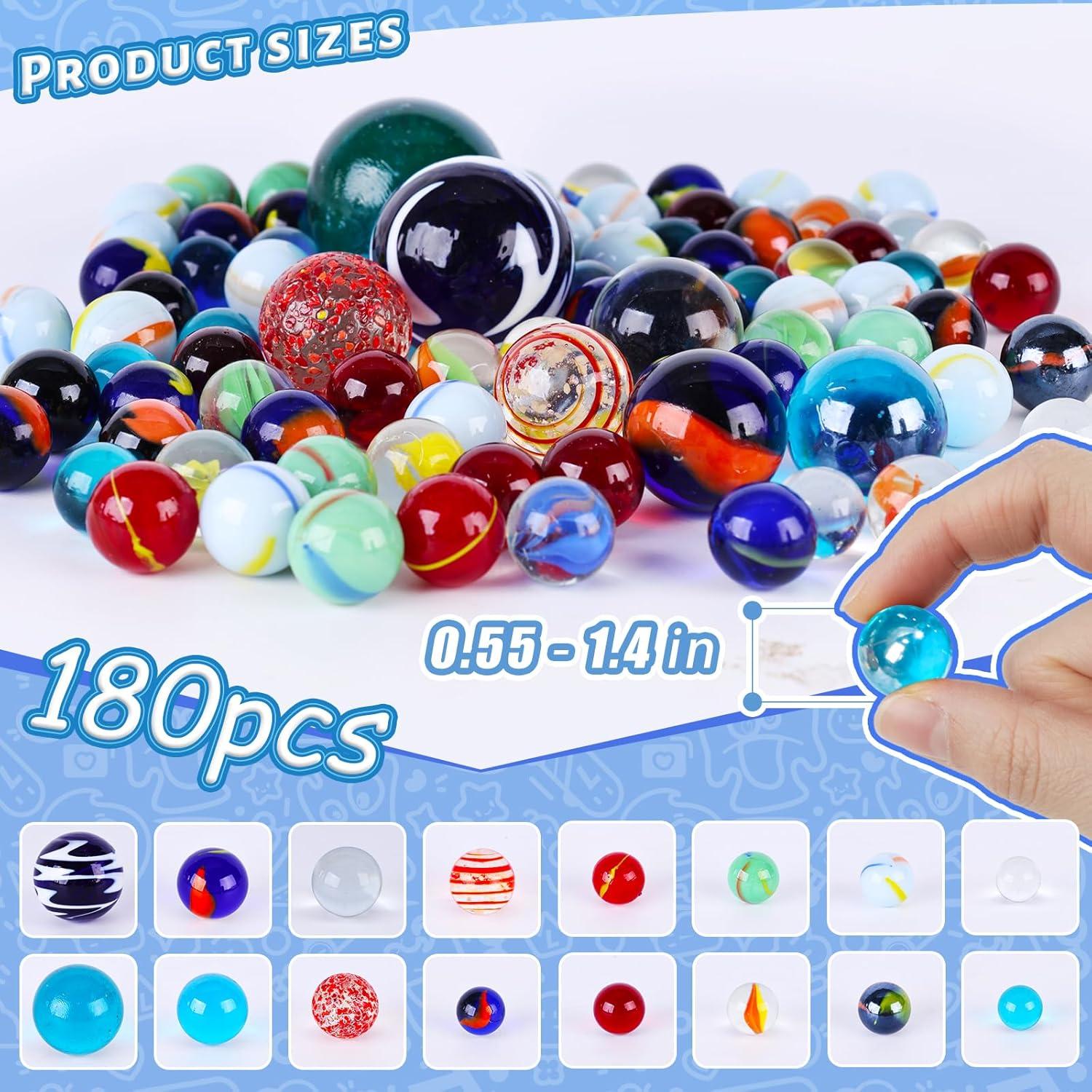 Juego de Canicas LOVESTOWN 180 Piezas Vidrio Decorativas