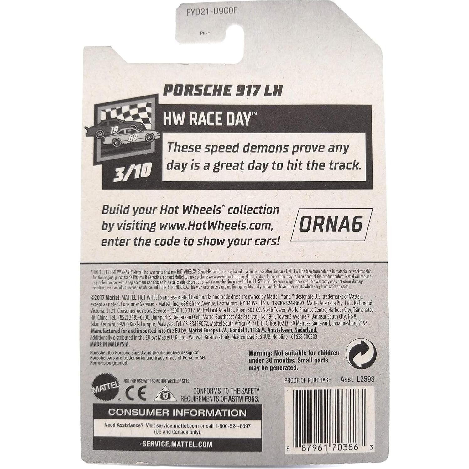 Hot Wheels Porsche 917 LH 101/250 Azul - Serie Race Day