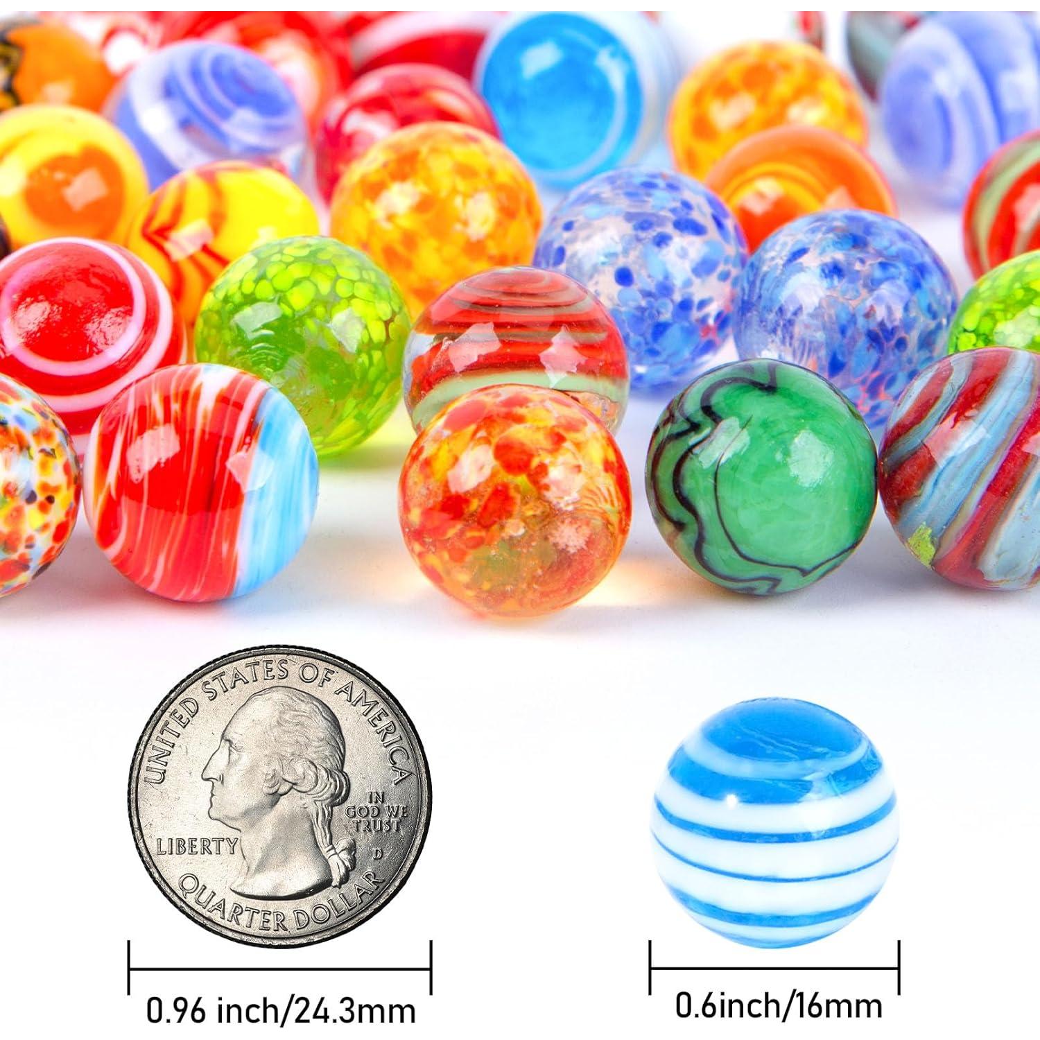 SallyFashion 32 Canicas de Vidrio Coloridas 16mm para Niños