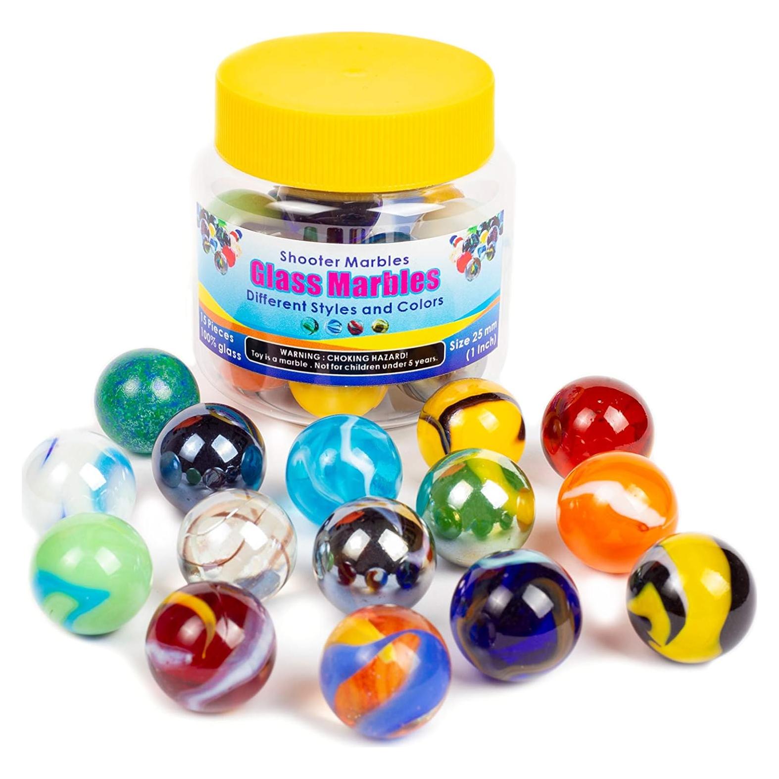 Canicas de vidrio Super Value Depot 15 piezas 2,54 cm