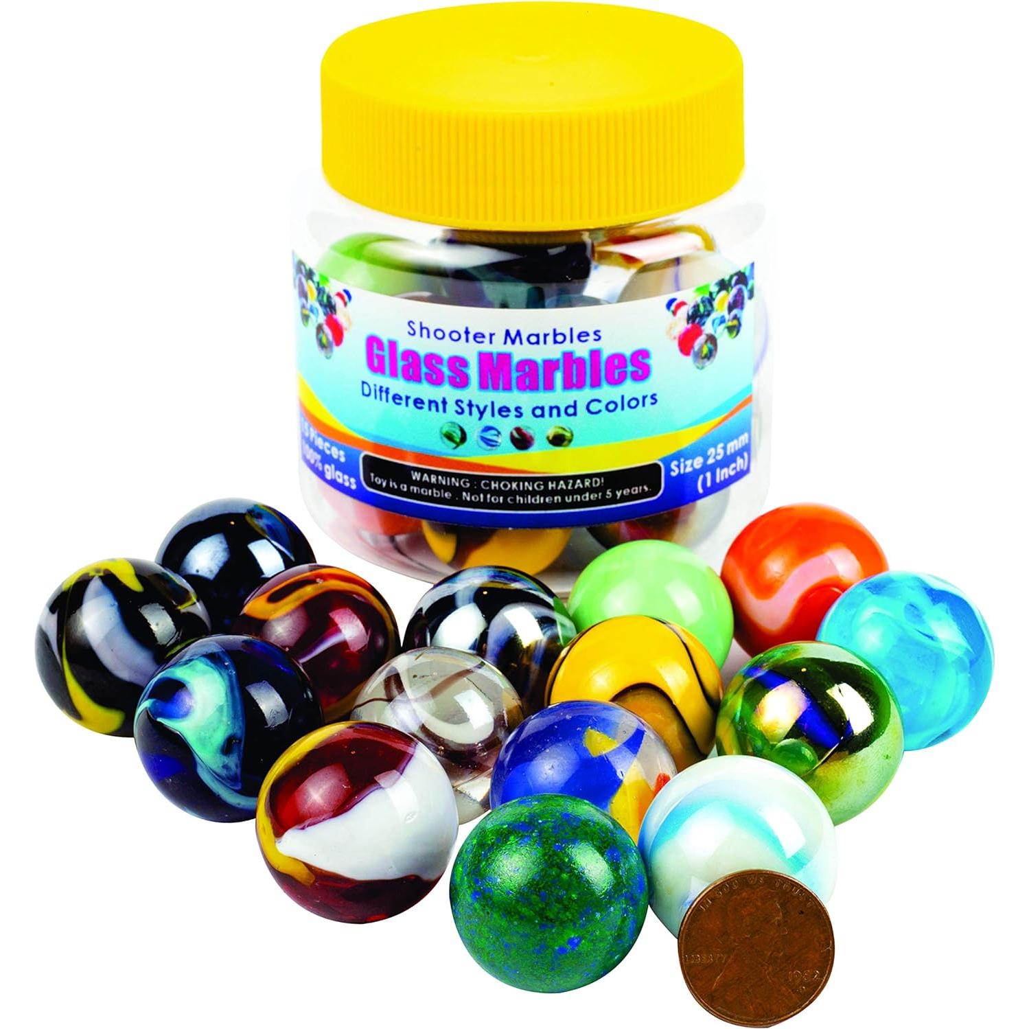 Canicas de vidrio Super Value Depot 15 piezas 2,54 cm