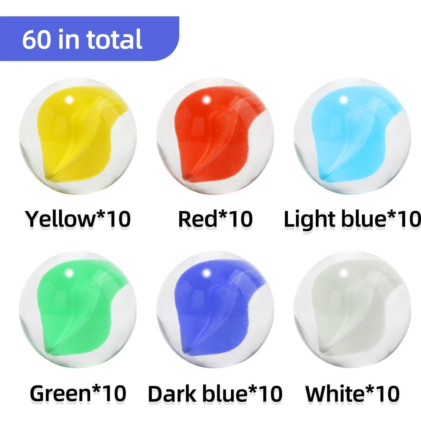 60 Canicas de Vidrio XXUOD 1.60 cm Ojo de Gato Colores