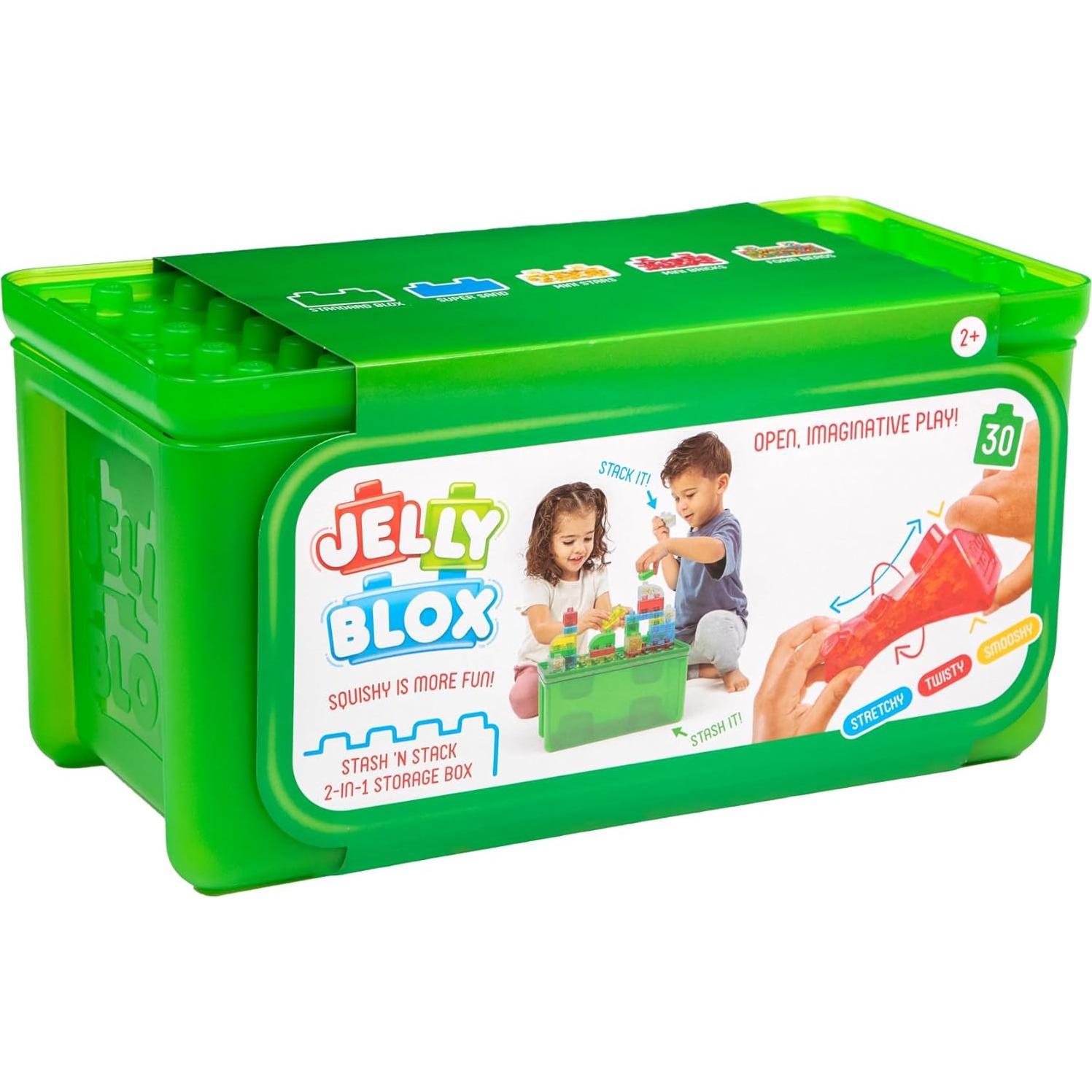 Jelly Blox Stash 'N Stack 2-en-1 Caja de Almacenamiento 30 Bloques