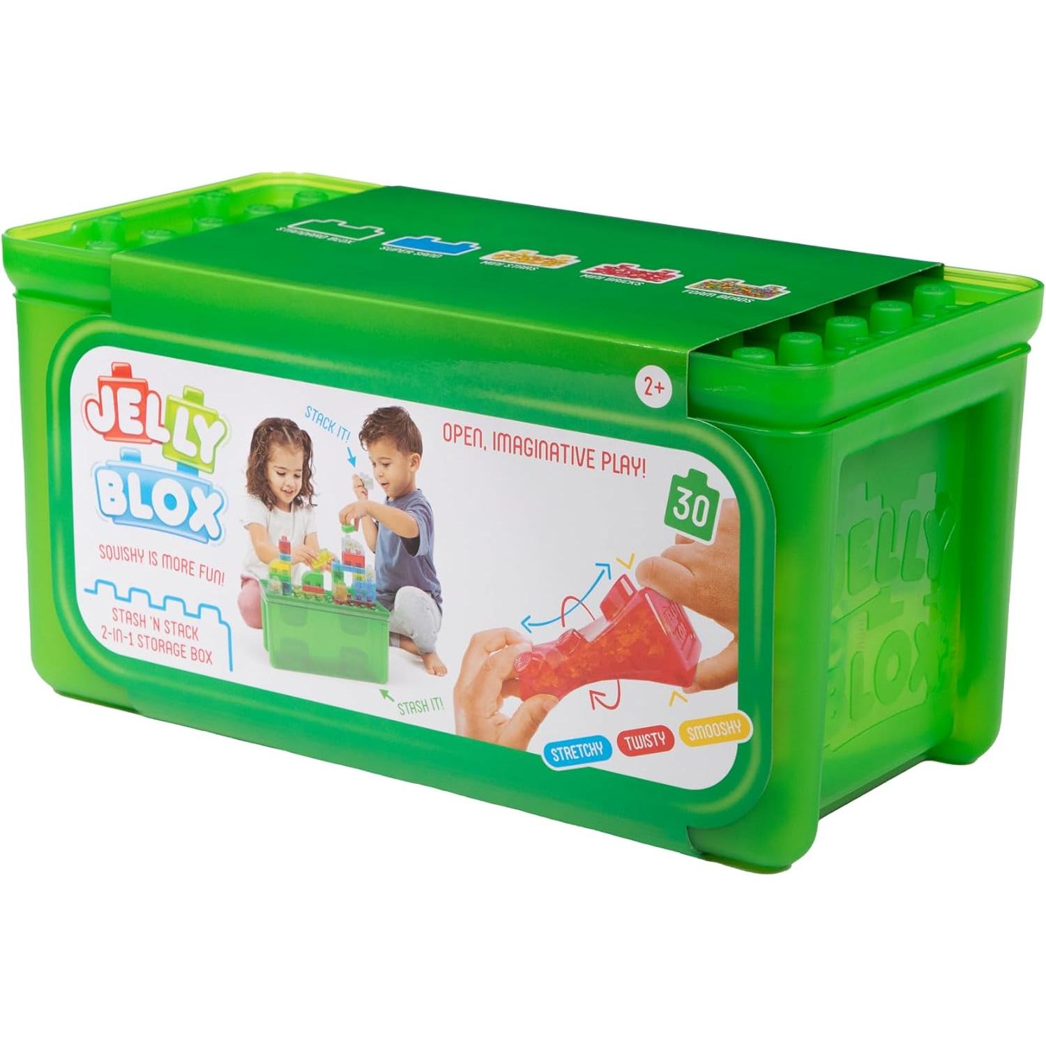 Jelly Blox Stash 'N Stack 2-en-1 Caja de Almacenamiento 30 Bloques