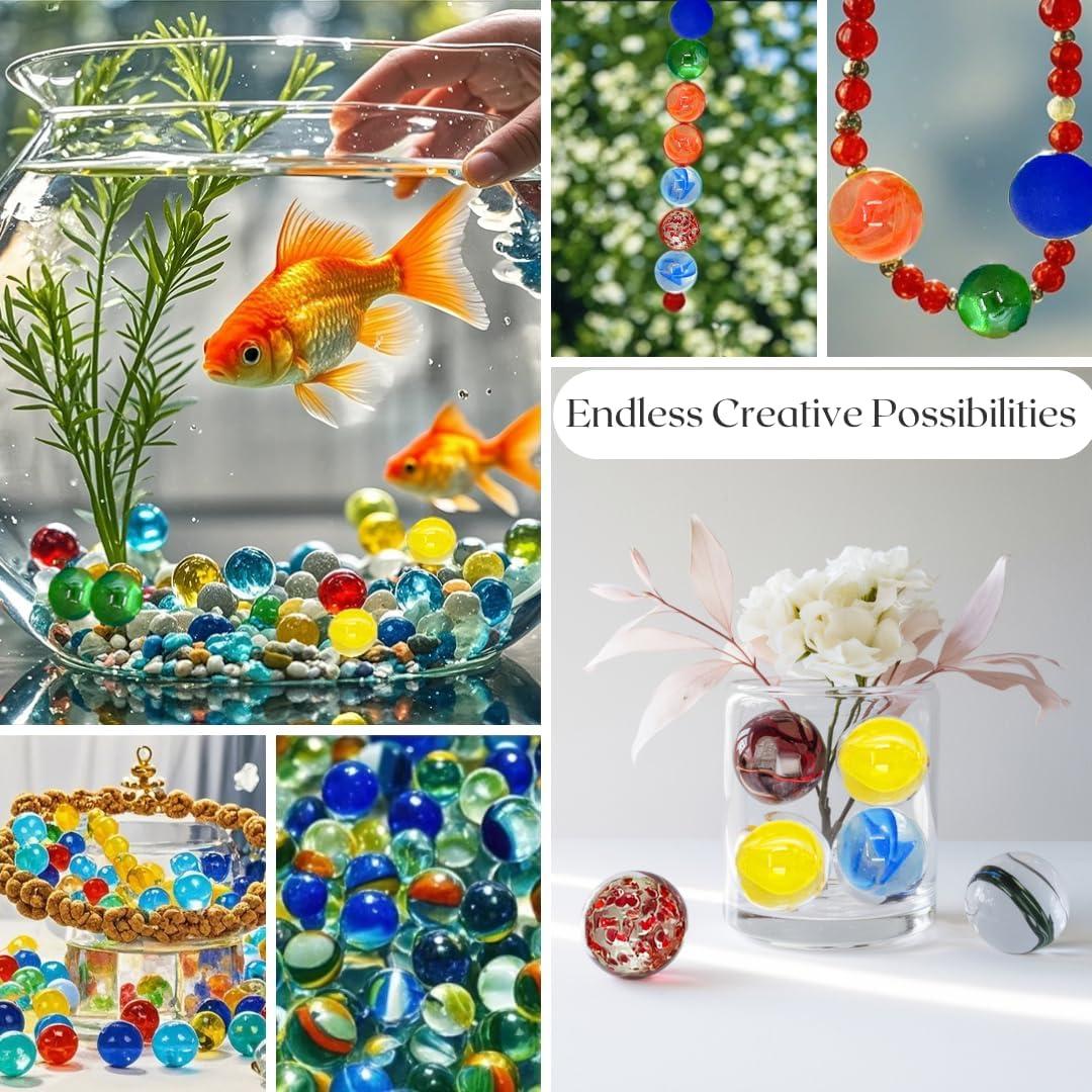 50 Piezas Canicas de Vidrio AHLPO 16mm Multicolores para Decoración