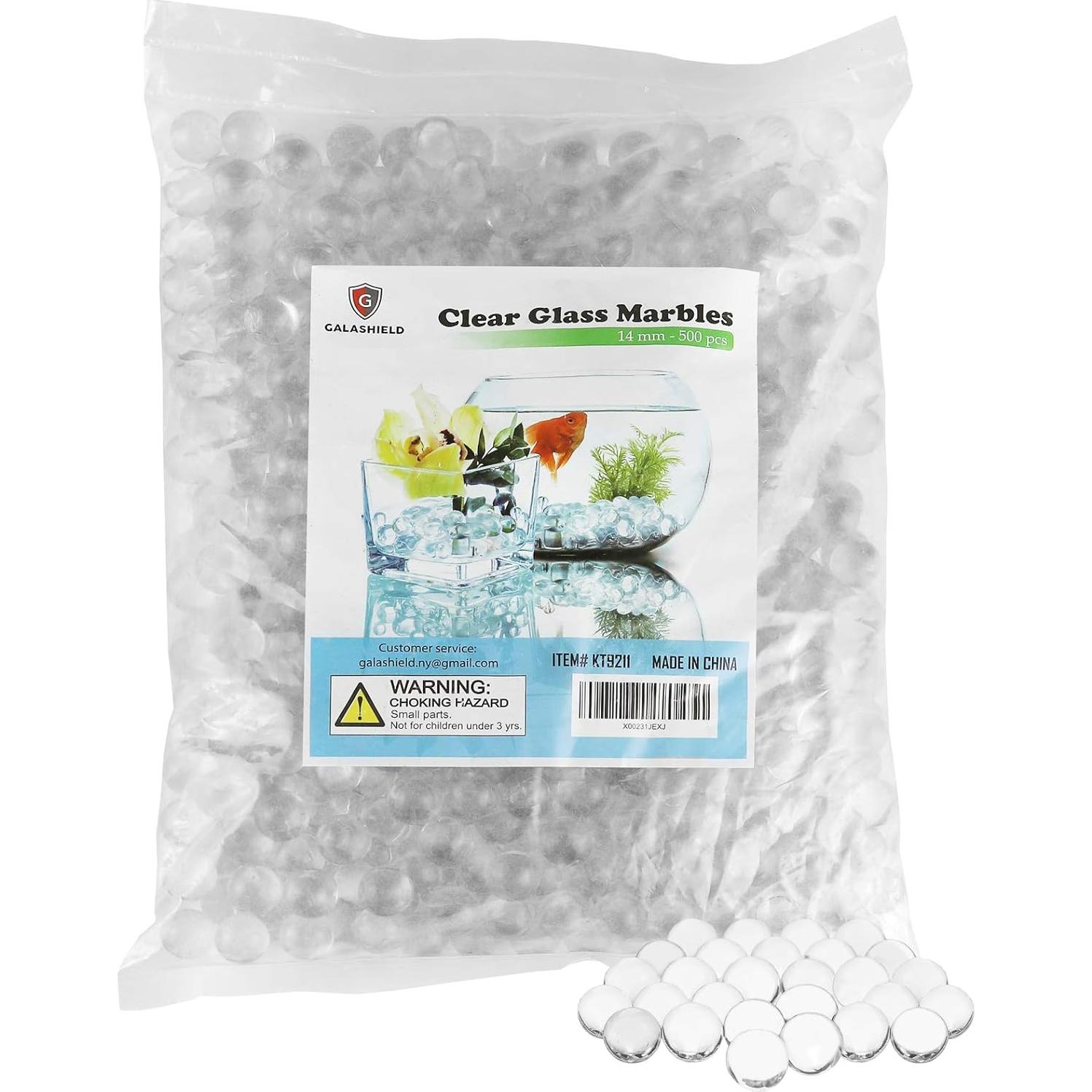 Galashield Clear Glass Marbles for Vases Bulk Round 500 Pieces