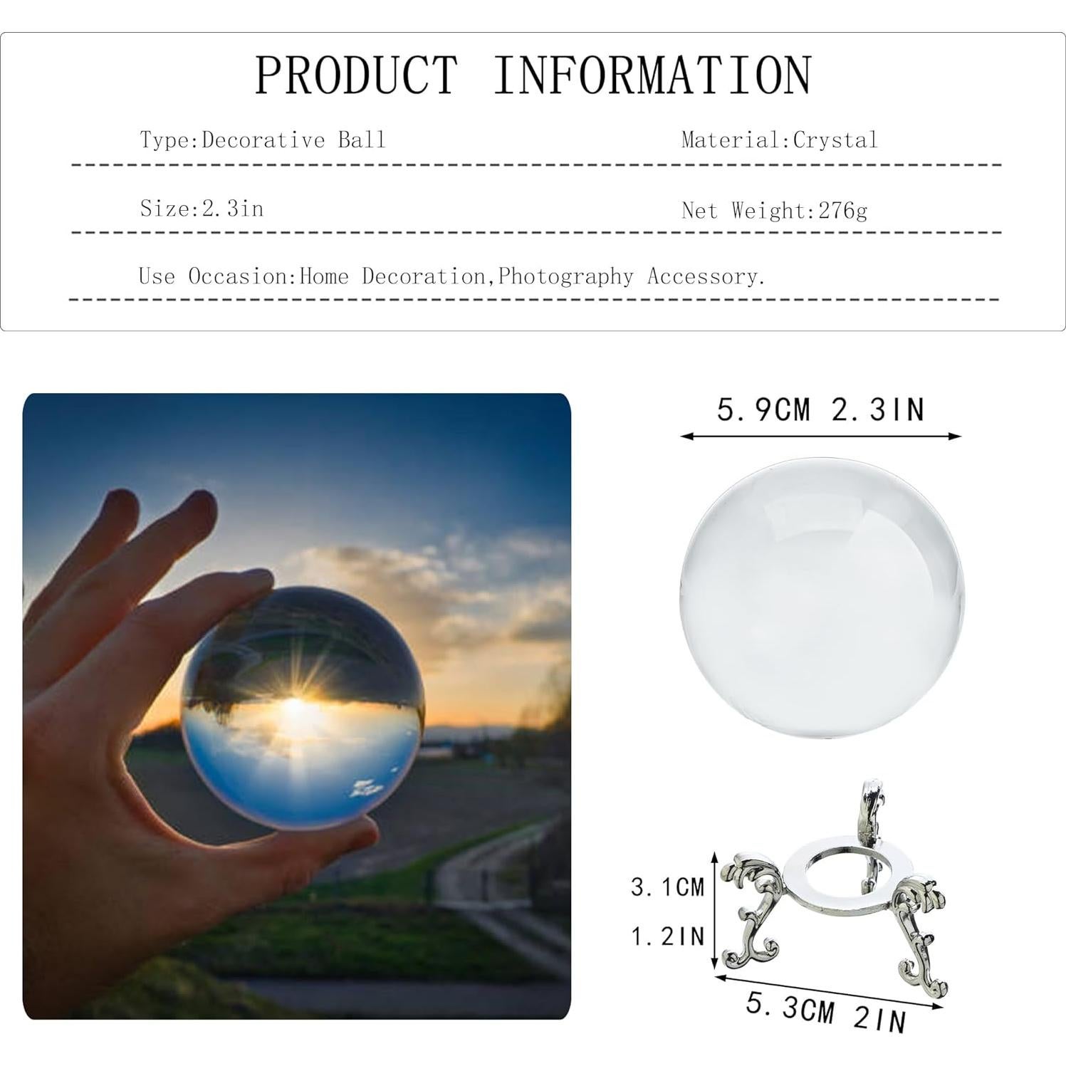 Bola de Cristal Transparente ZEERSHEE 60mm Decorativa