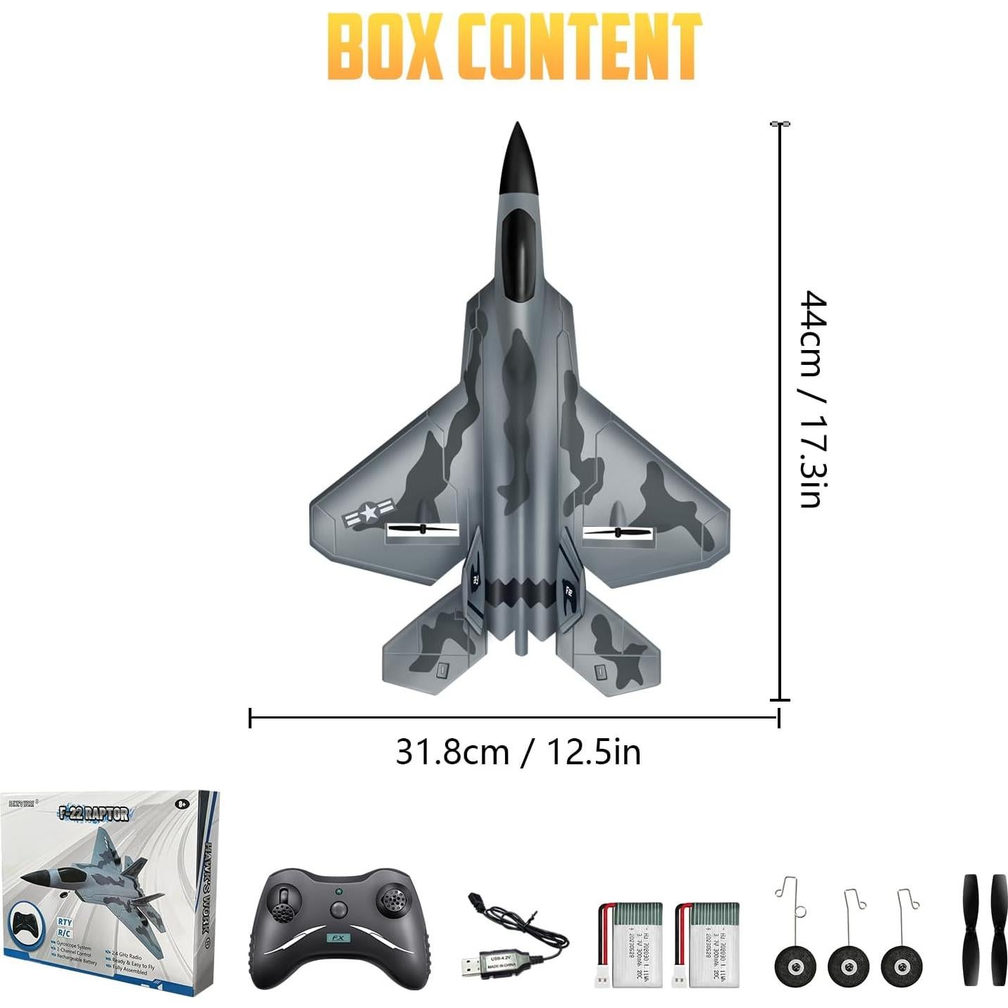 Avián RC HAWK'S WORK F-22 Control Remoto 2.4GHz 451g