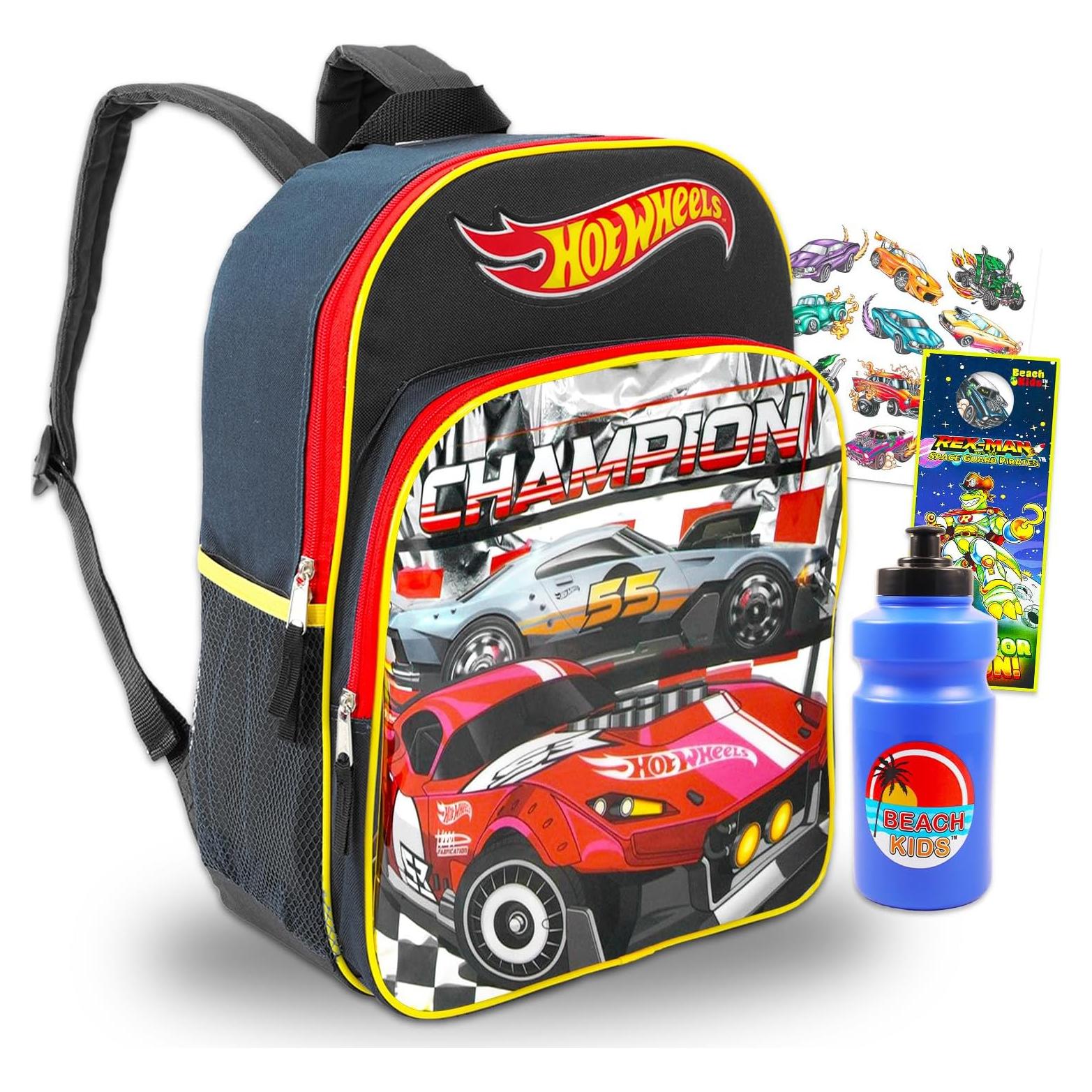 Mochila Escolar Hot Wheels Deluxe 40.64 cm + Accesorios