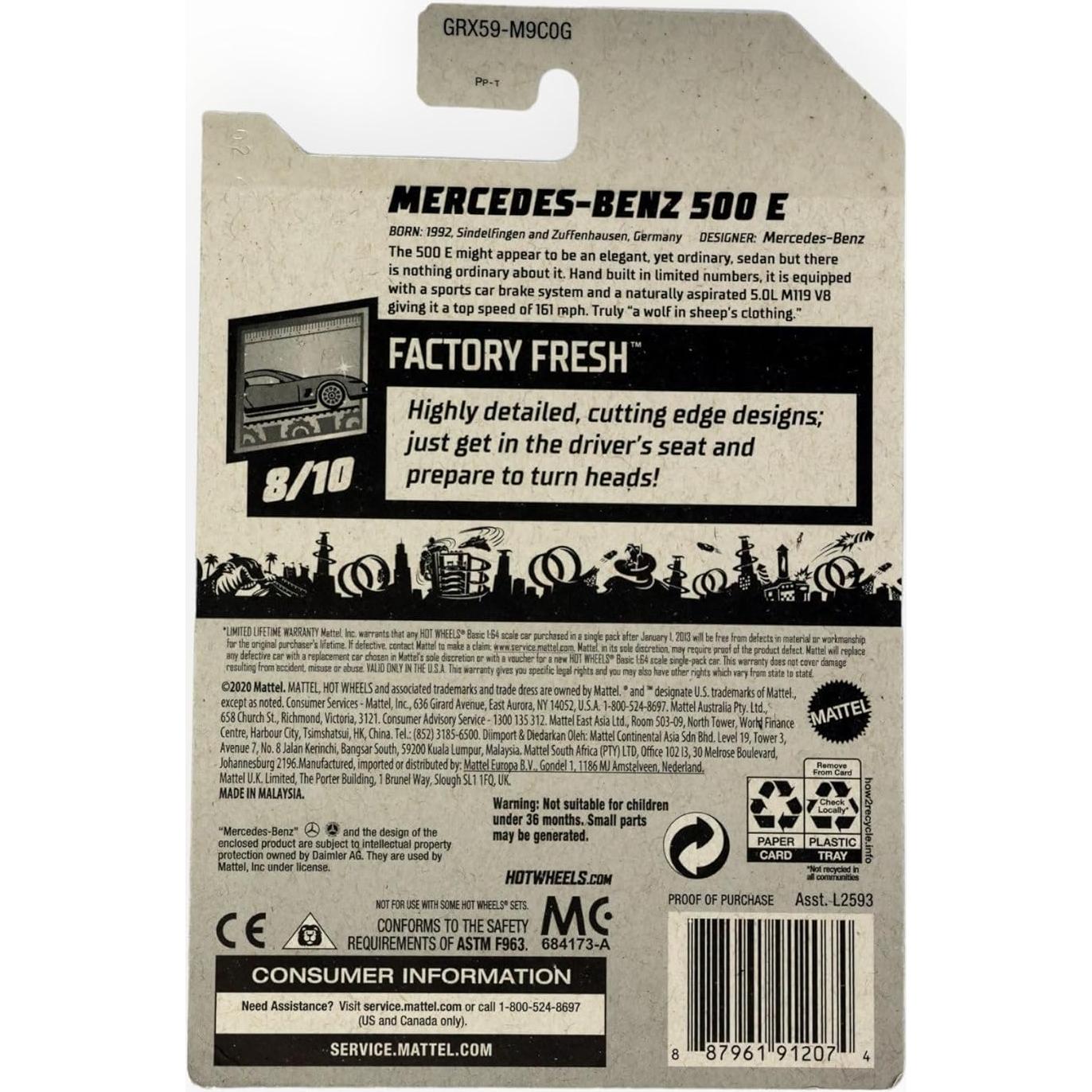 Hot Wheels Mercedes Benz 500 E Negro 1:64 Nuevo