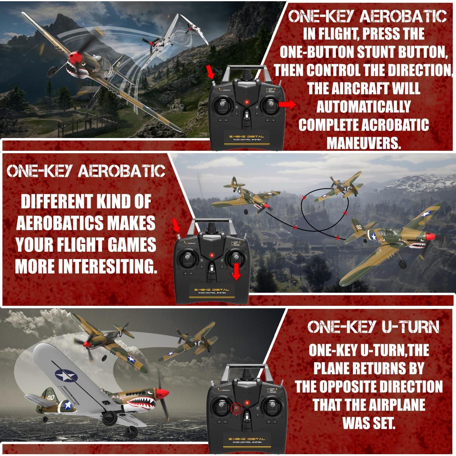 Avión RC LEAMBE P-40 Warhawk 35.5 cm para Principiantes