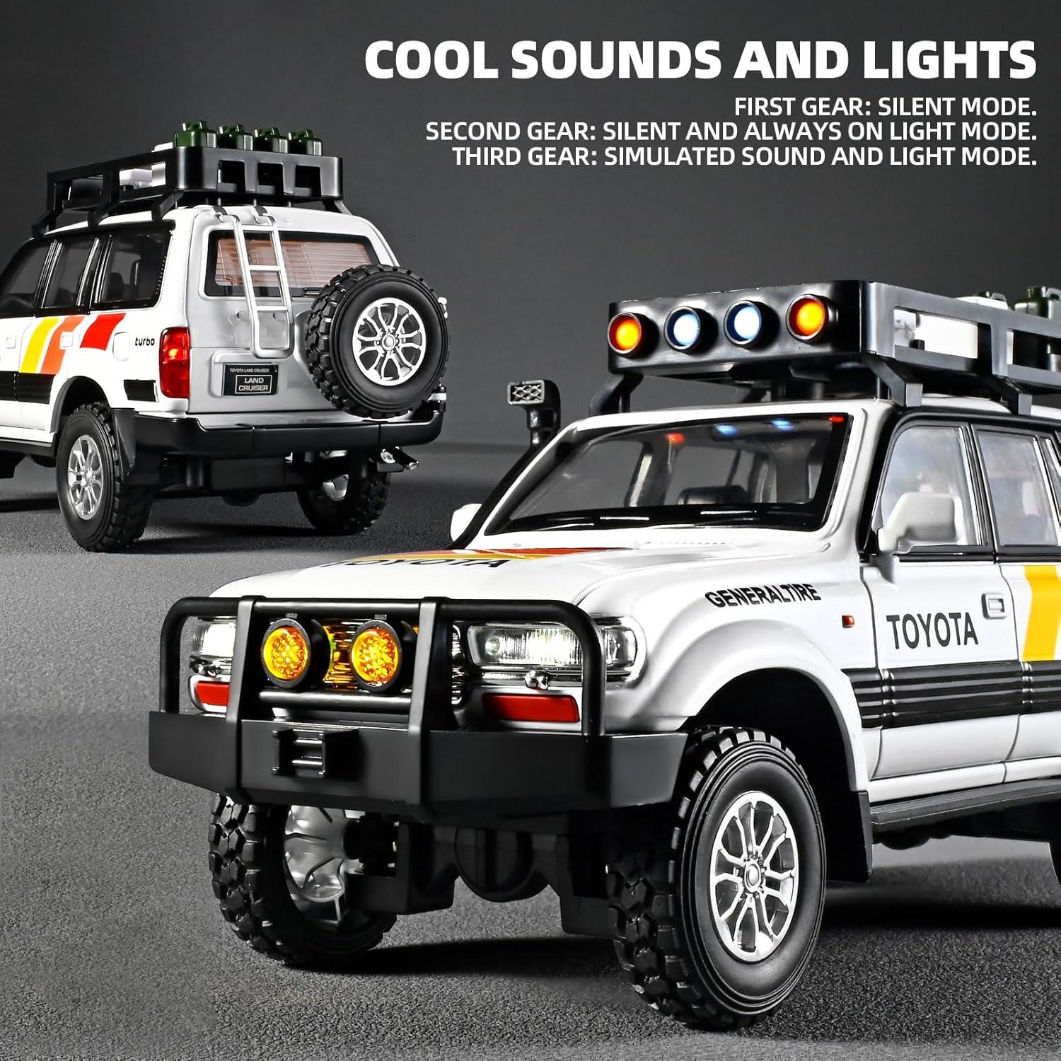 Coche Diecast Land Cruiser LC80 1:24 con Luz y Sonido - Blanco