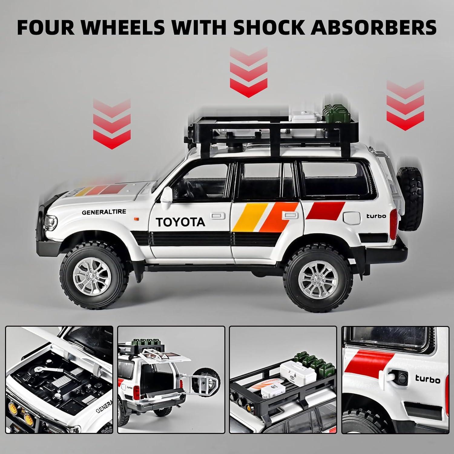 Coche Diecast Land Cruiser LC80 1:24 con Luz y Sonido - Blanco