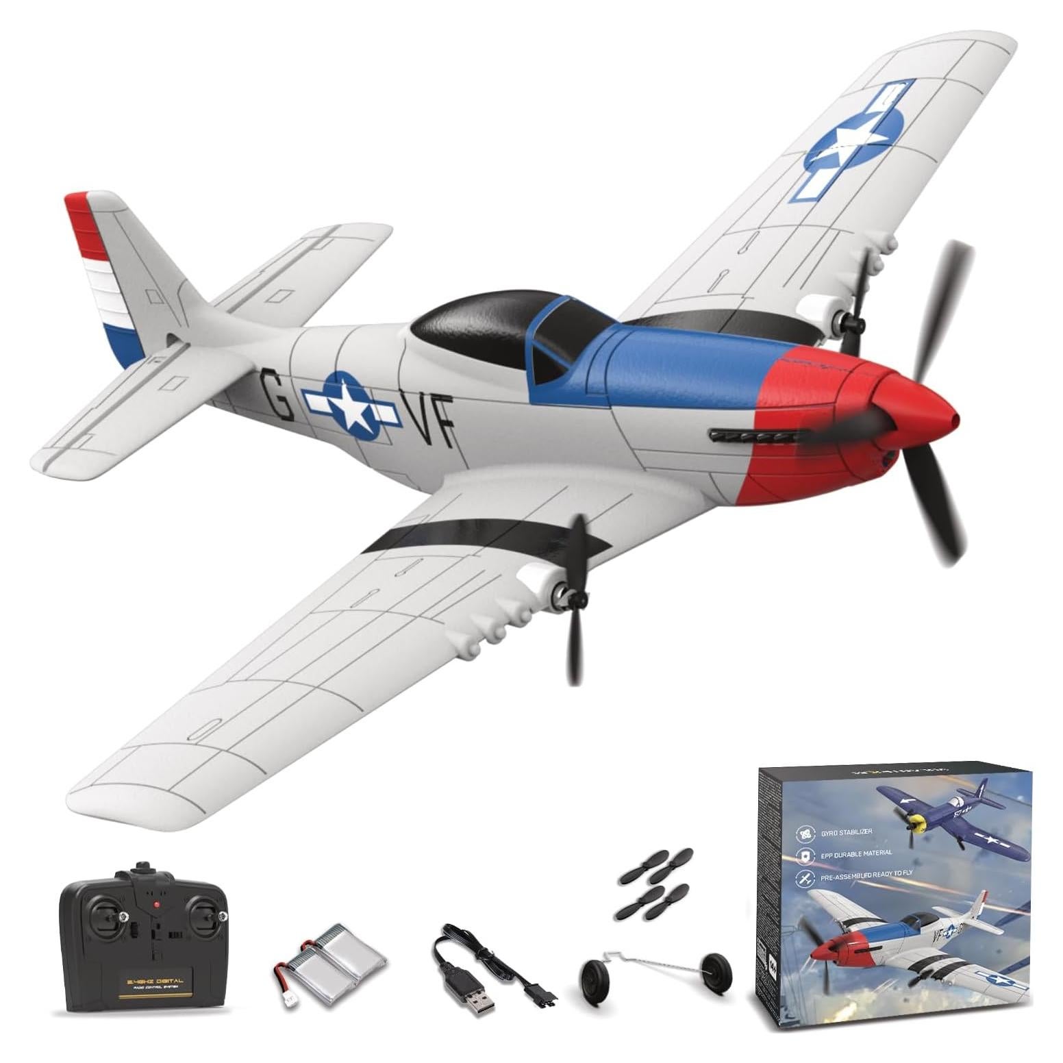 Avián RC ANBURI P51 2.4GHz con Estabilizador y 2 Baterías